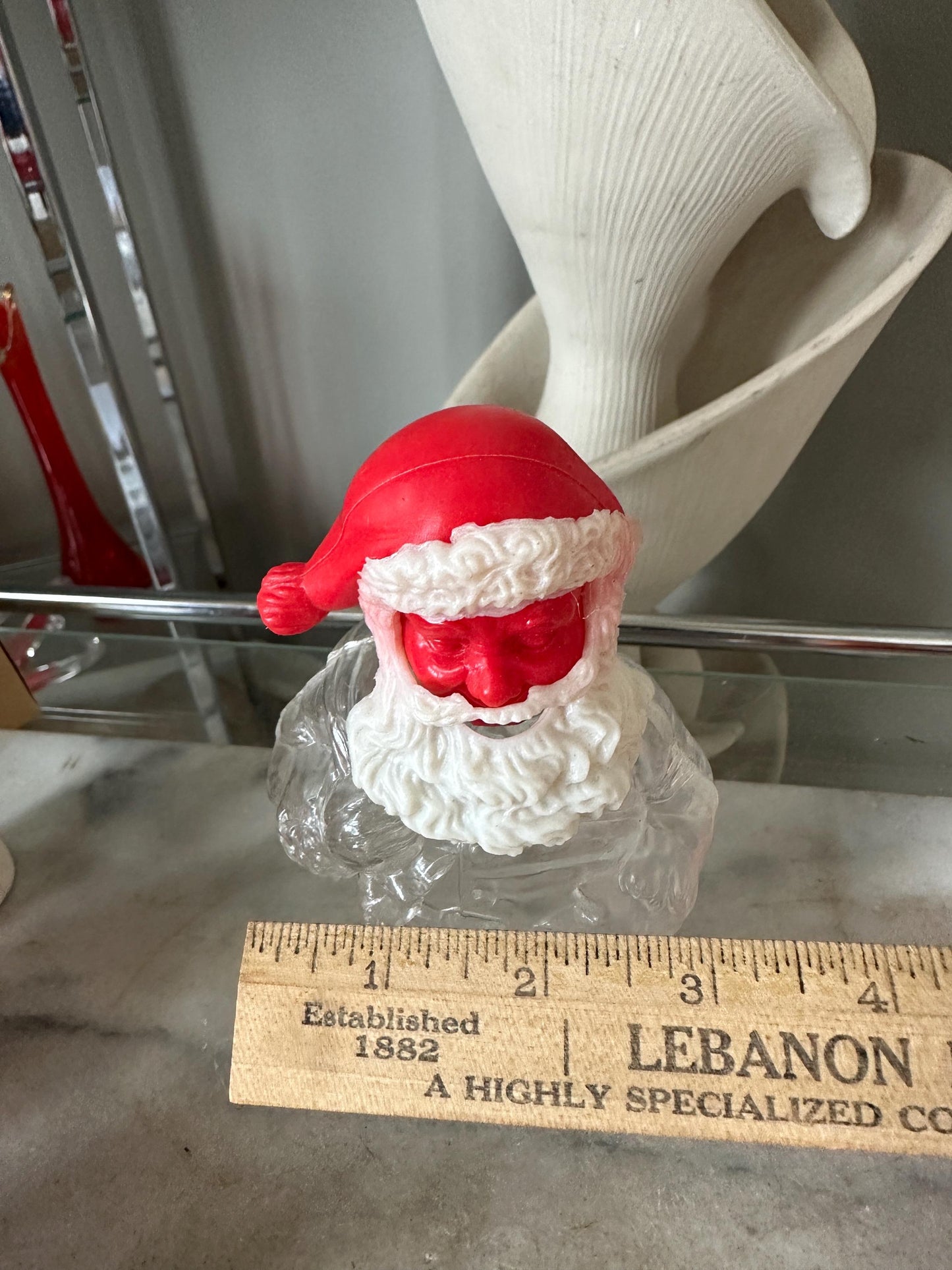 Vintage Santa Claus Candy Container, Hard Plastic, made in Hong Kong, from the 1950s