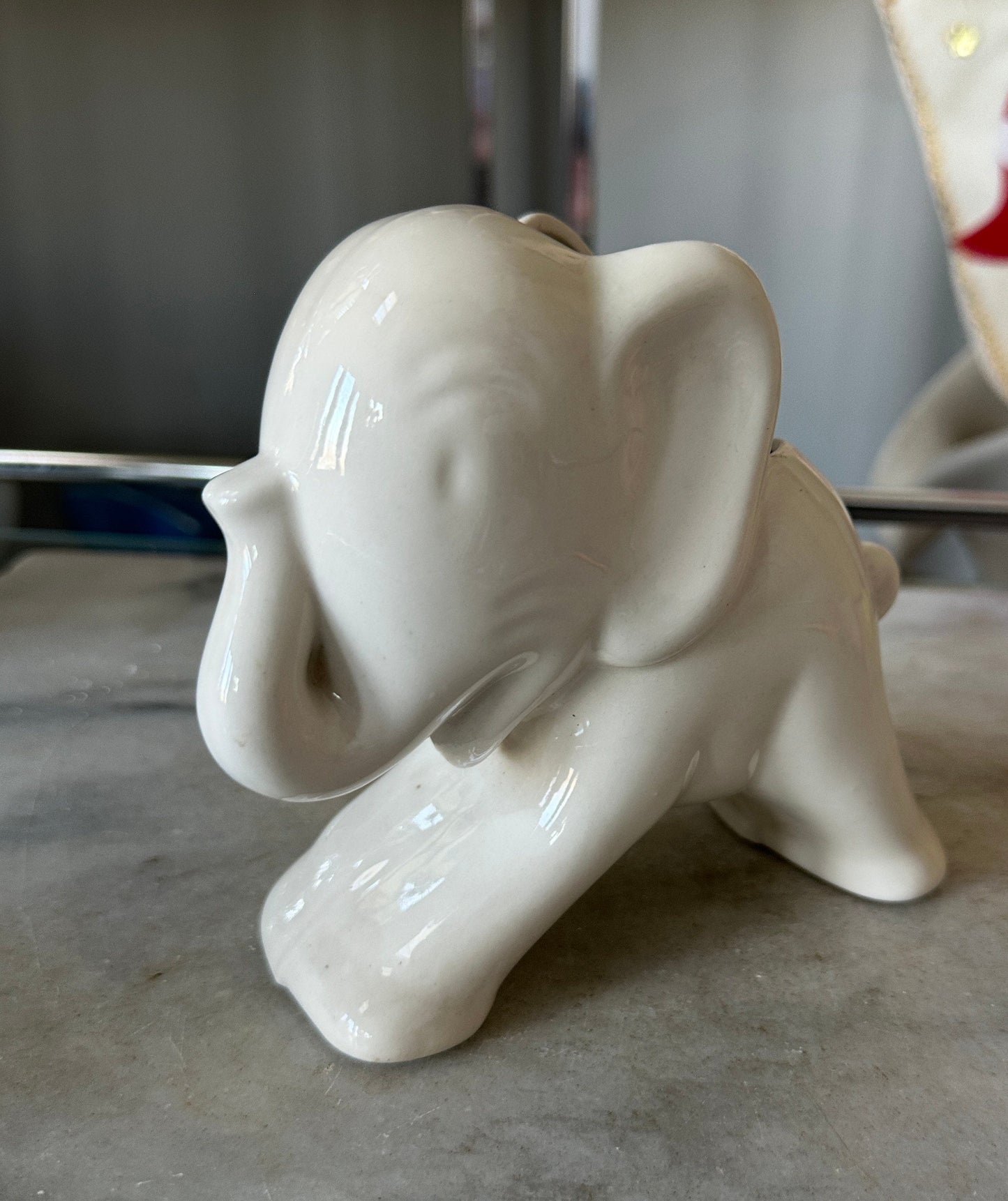 Vintage Hull White Elephant Planter | Stretch Elephant | USA Pottery