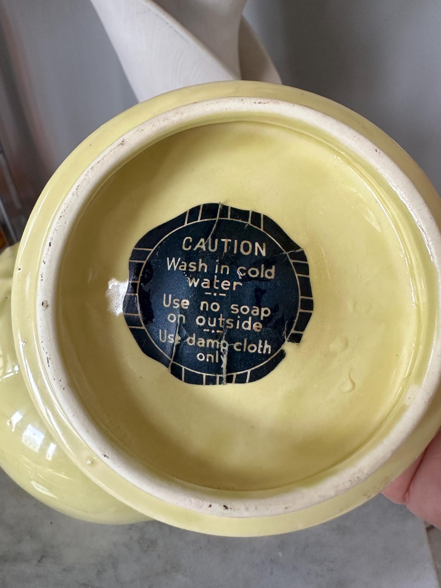 Rare* Yellow Hull Pottery Blushing Apple 1940's Mid Century Cookie Jar