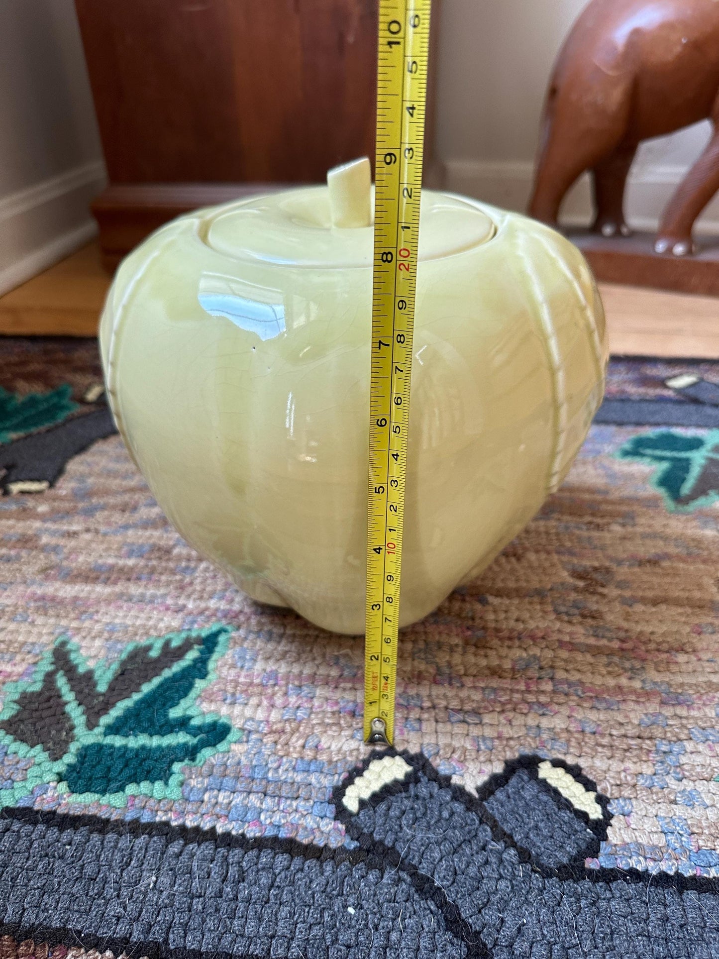 Rare* Yellow Hull Pottery Blushing Apple 1940's Mid Century Cookie Jar