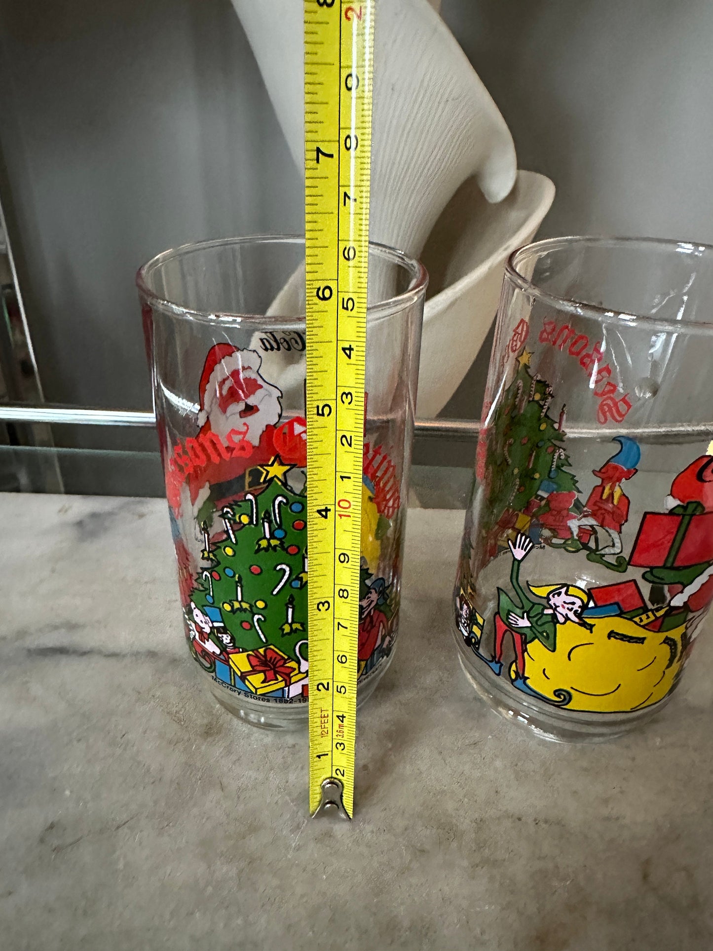 Coca Cola Vintage Glasses Set Of 2 Santa Claus Christmas Tree Drinking Glasses