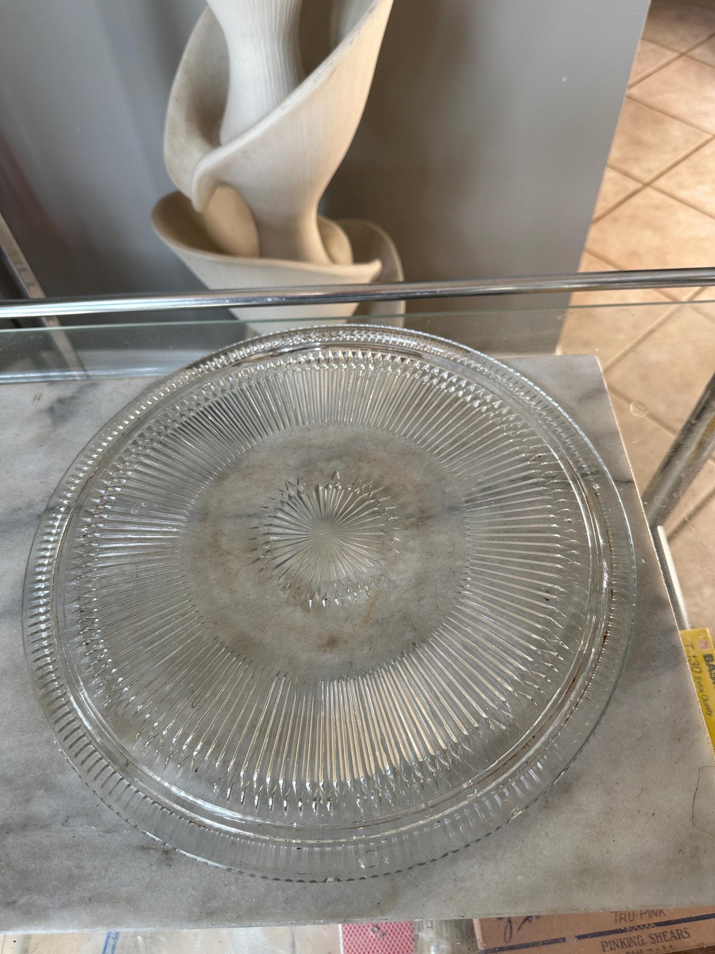 1950s Vintage Aluminum Cake Saver with Glass Plate: Mid-Century Kitchenware