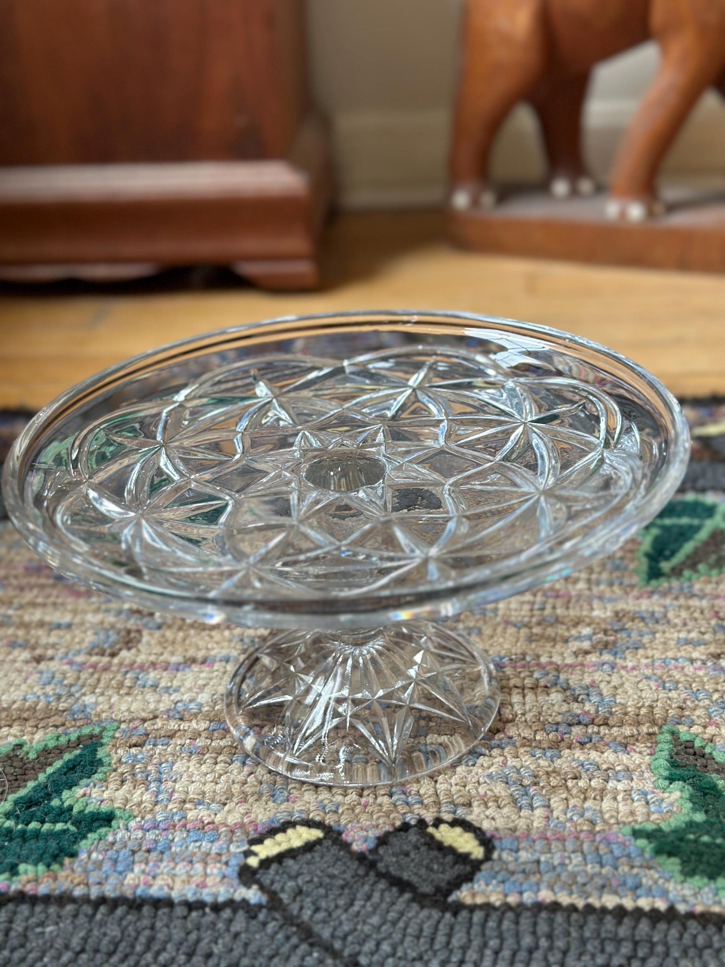 Lenox Shooting Star Cake Plate - 10.5" Crystal Cake Stand - 2002 Vintage Elegant Dessert Server