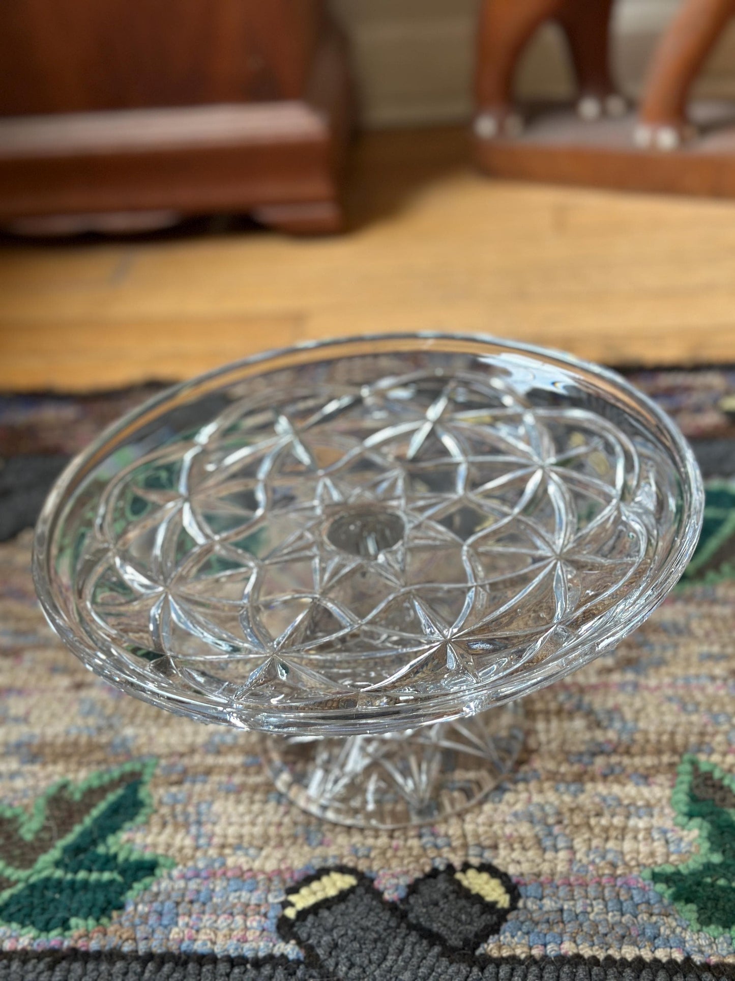 Lenox Shooting Star Cake Plate - 10.5" Crystal Cake Stand - 2002 Vintage Elegant Dessert Server