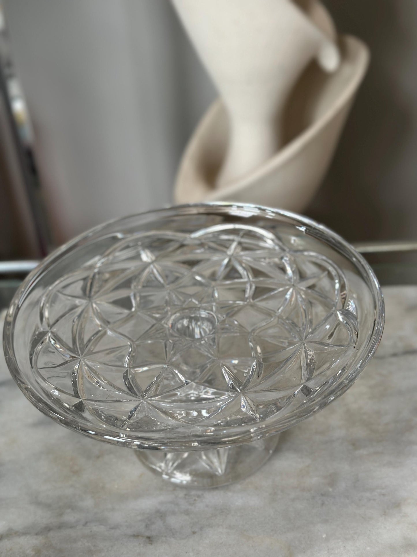 Lenox Shooting Star Cake Plate - 10.5" Crystal Cake Stand - 2002 Vintage Elegant Dessert Server