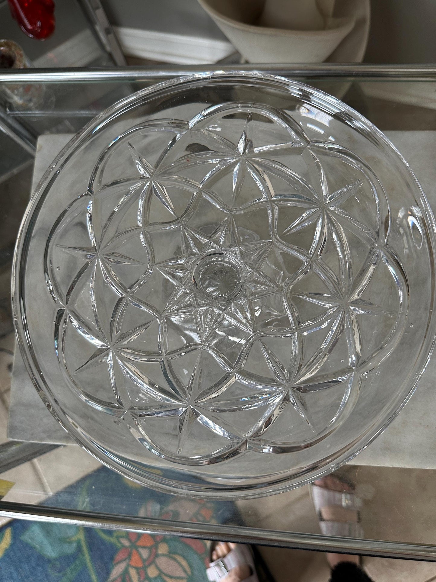 Lenox Shooting Star Cake Plate - 10.5" Crystal Cake Stand - 2002 Vintage Elegant Dessert Server