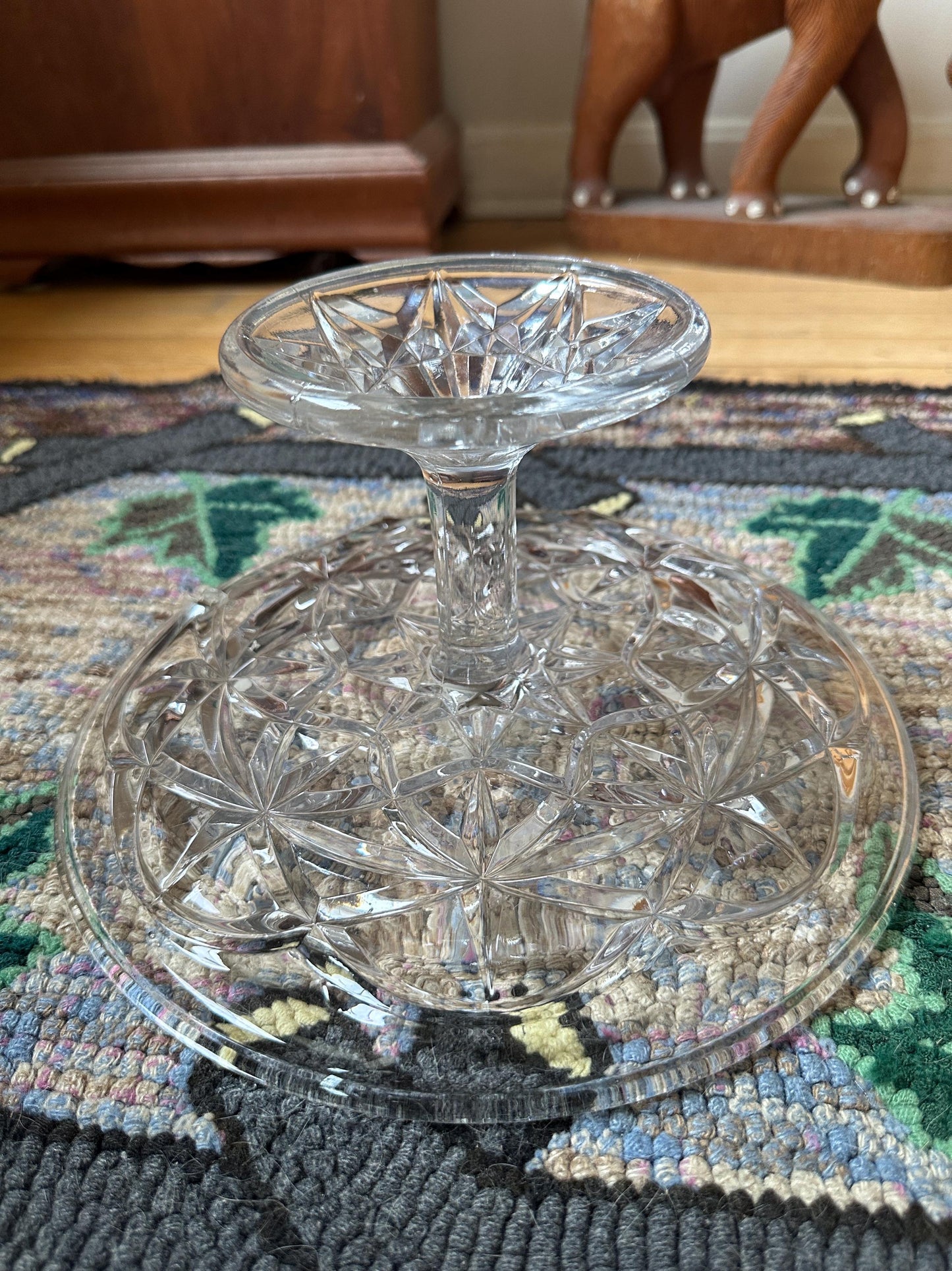 Lenox Shooting Star Cake Plate - 10.5" Crystal Cake Stand - 2002 Vintage Elegant Dessert Server