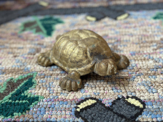 Vintage Cast Brass/Bronze Turtle Figurine – Paperweight or Garden Decor – Rustic Finish