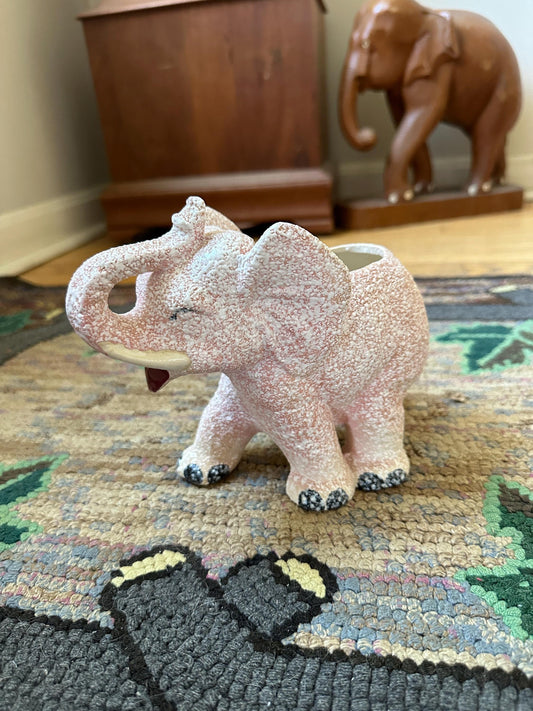 Vintage Inarco Japan Pink Elephant Planter: MCM Textured Glaze Decor
