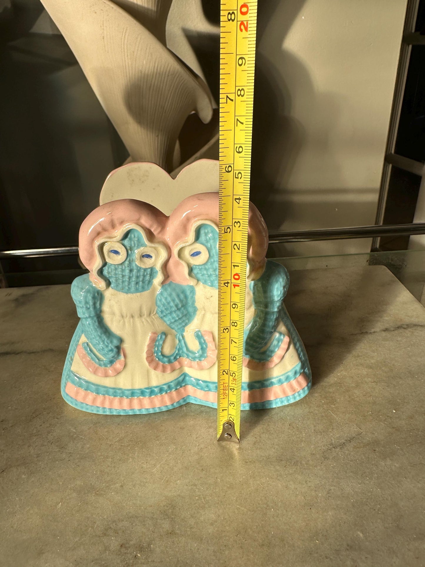 Vintage 1970s Sittre Ceramic Rag Doll Kitchen Set: Utensil Holder, Napkin Holder, Spoon Rest