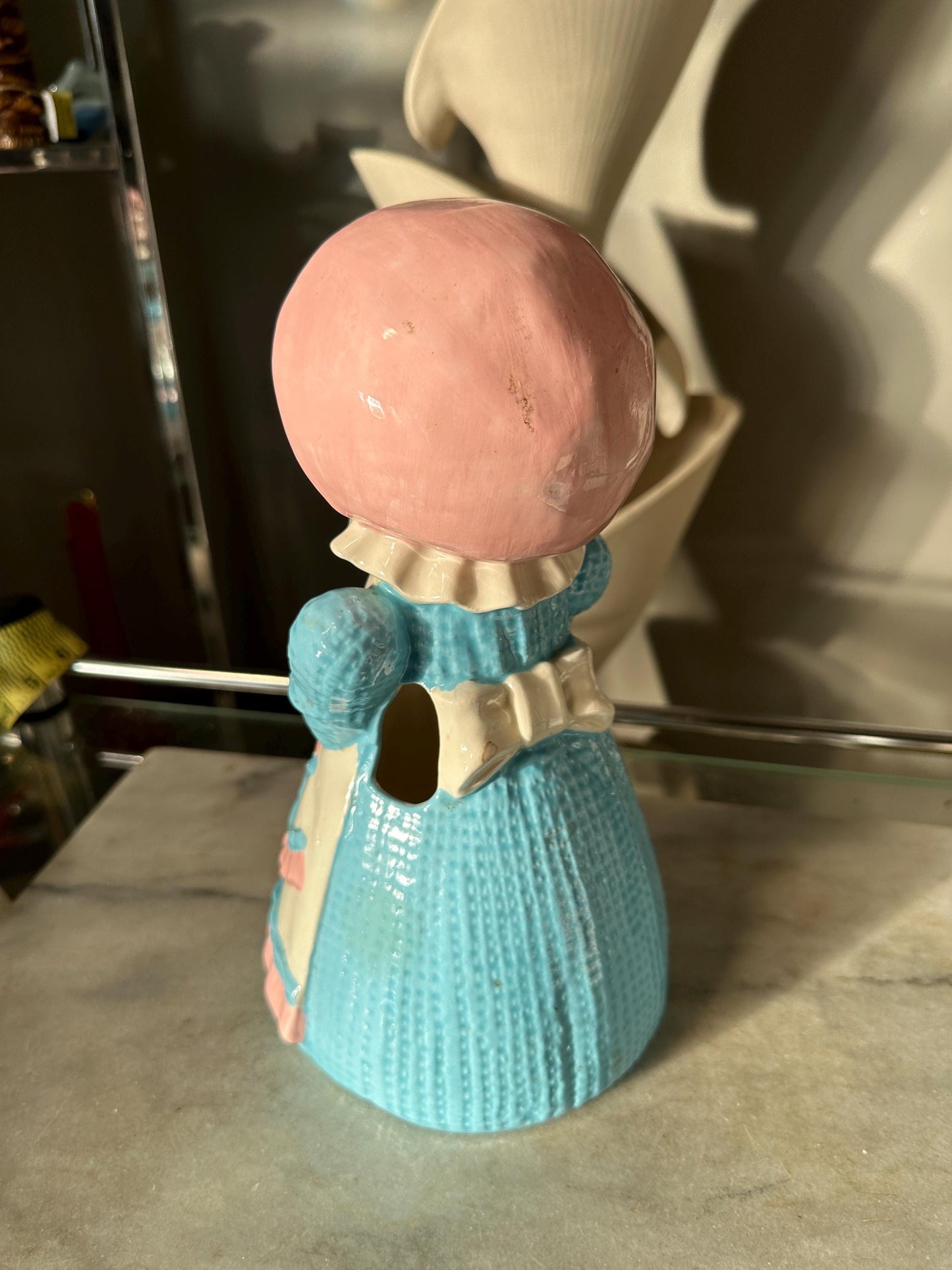 Vintage 1970s Sittre Ceramic Rag Doll Kitchen Set: Utensil Holder, Napkin Holder, Spoon Rest