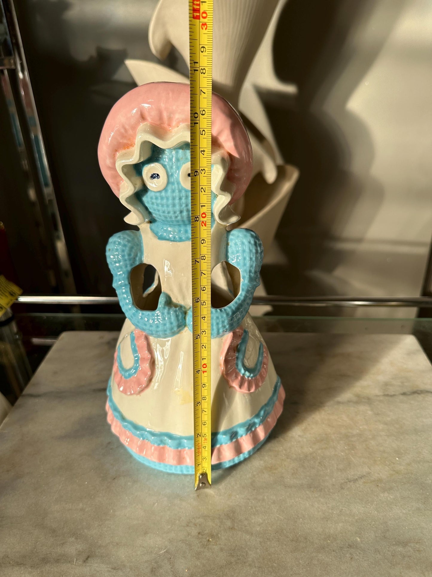 Vintage 1970s Sittre Ceramic Rag Doll Kitchen Set: Utensil Holder, Napkin Holder, Spoon Rest