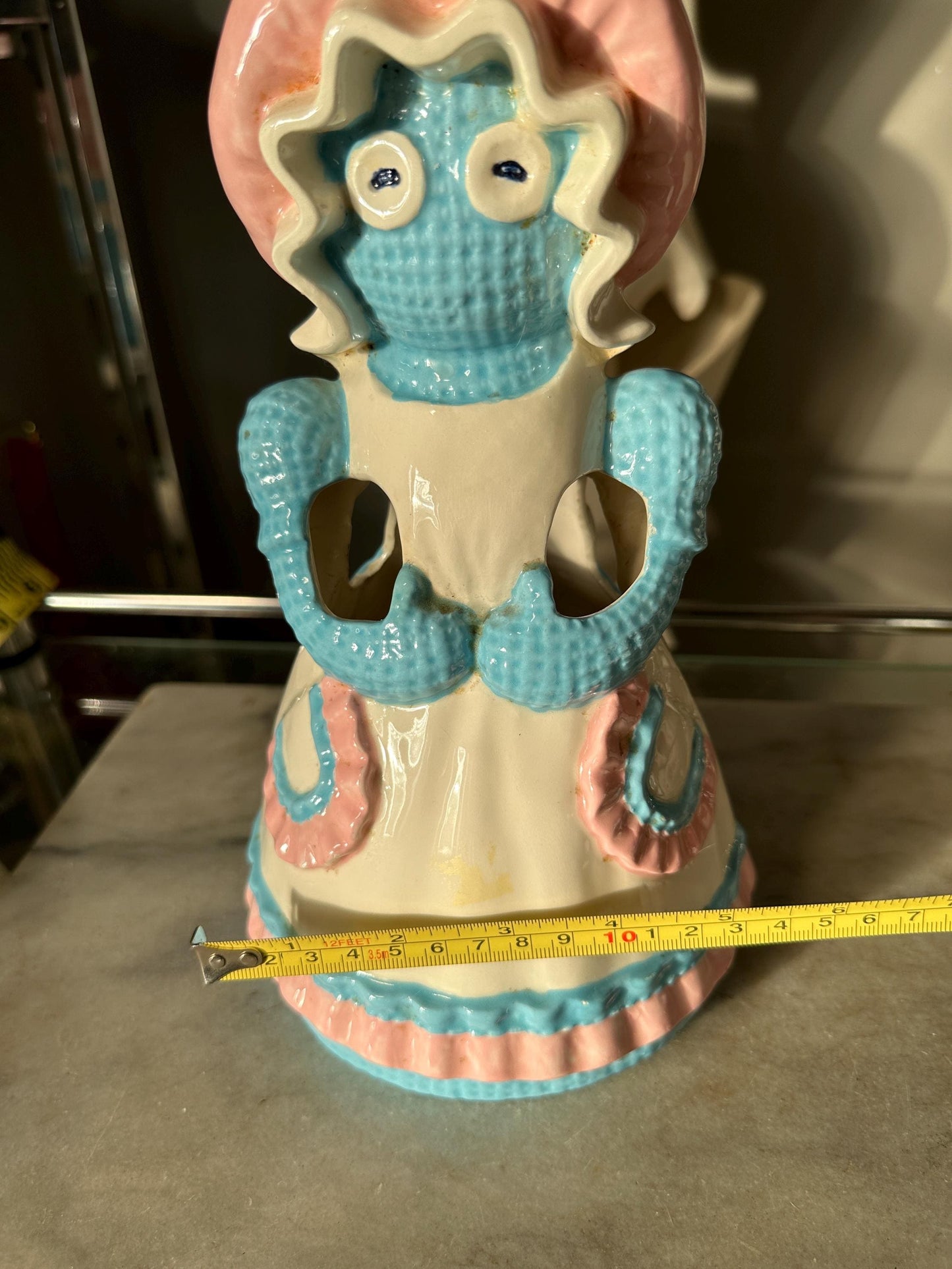 Vintage 1970s Sittre Ceramic Rag Doll Kitchen Set: Utensil Holder, Napkin Holder, Spoon Rest