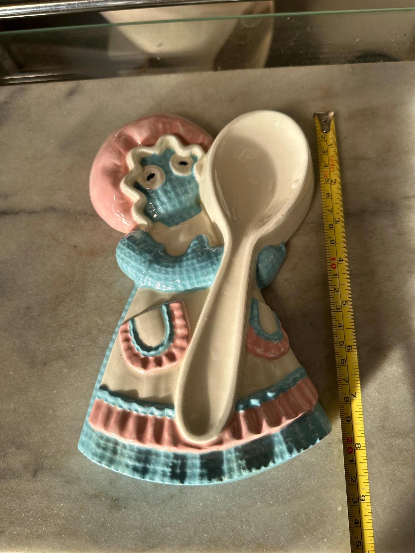 Vintage 1970s Sittre Ceramic Rag Doll Kitchen Set: Utensil Holder, Napkin Holder, Spoon Rest