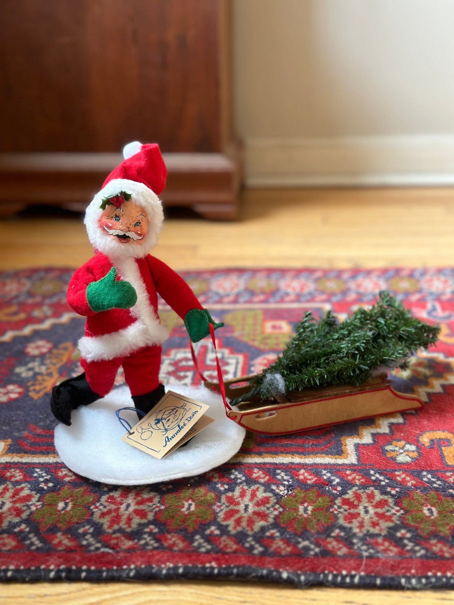 1994 Annalee Santa pulling sleigh with tree