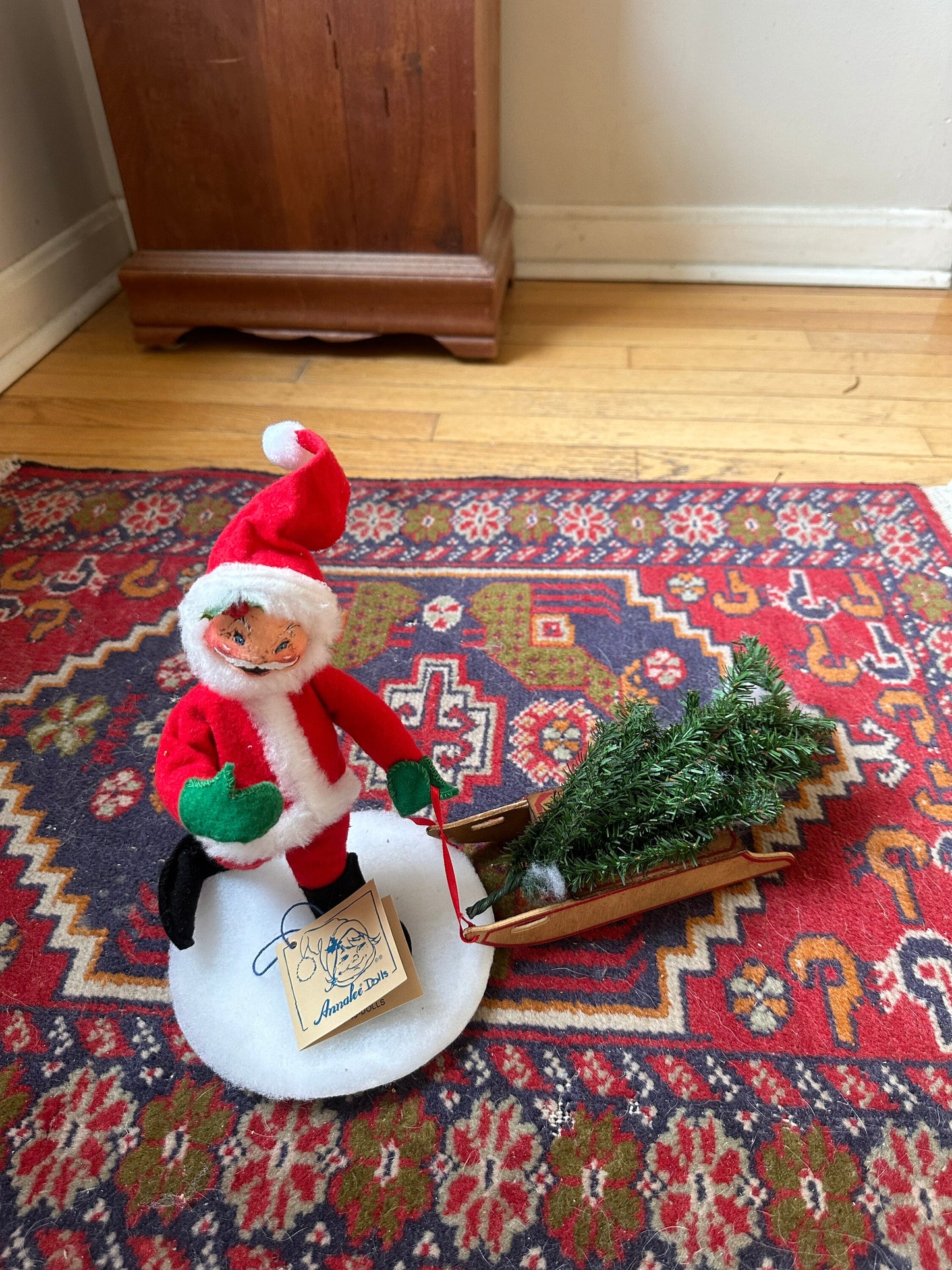 1994 Annalee Santa pulling sleigh with tree