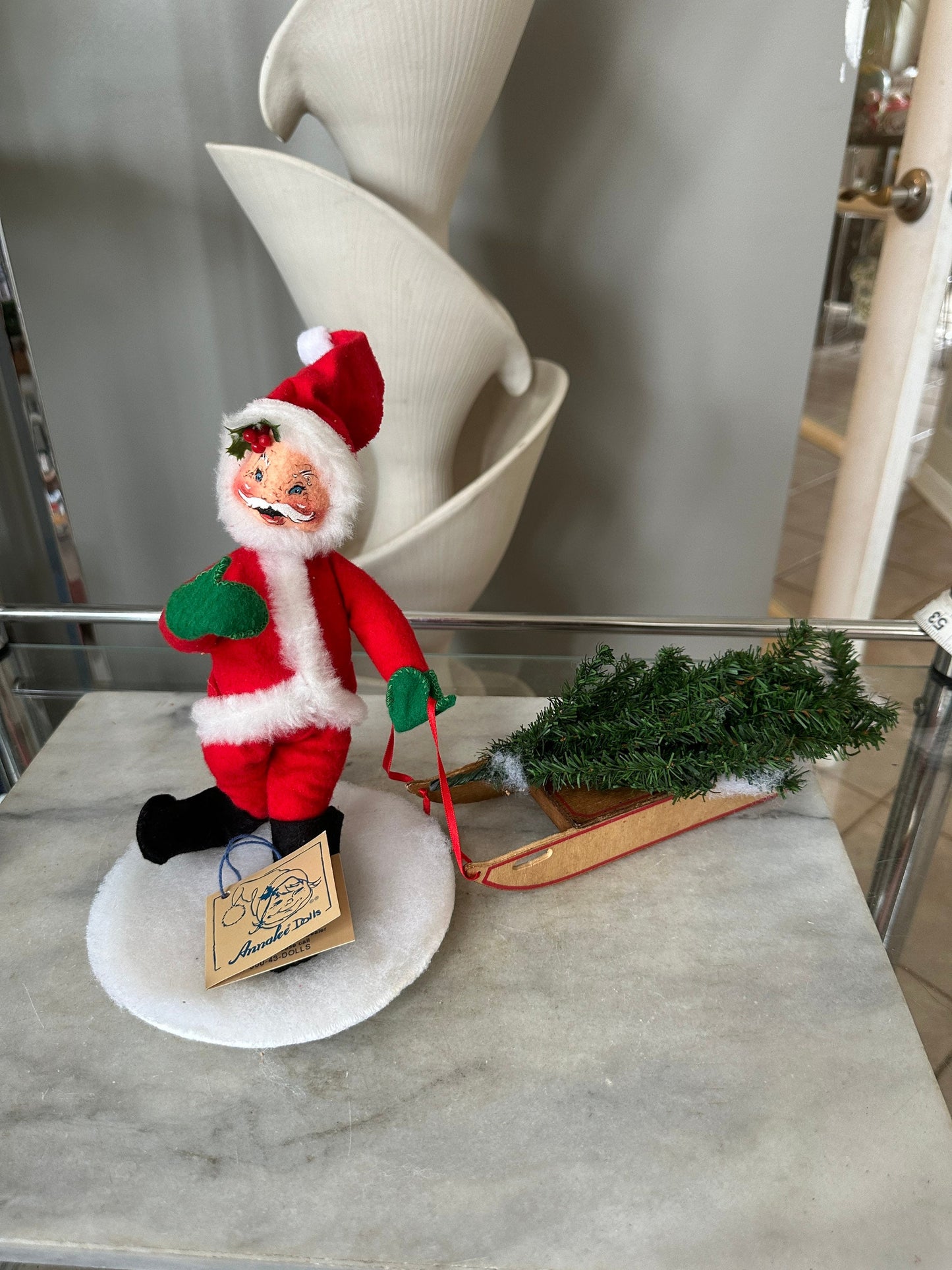 1994 Annalee Santa pulling sleigh with tree