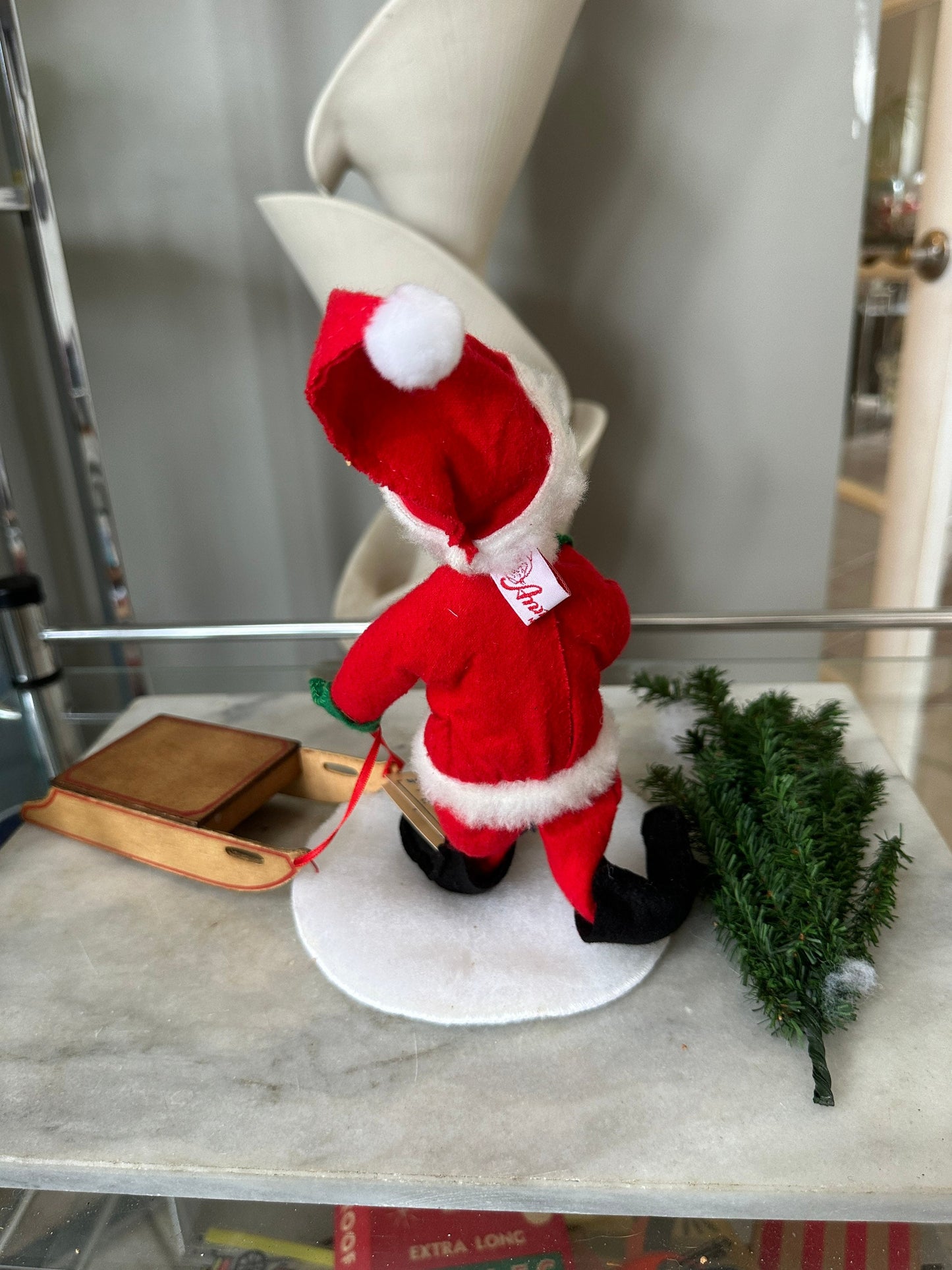 1994 Annalee Santa pulling sleigh with tree