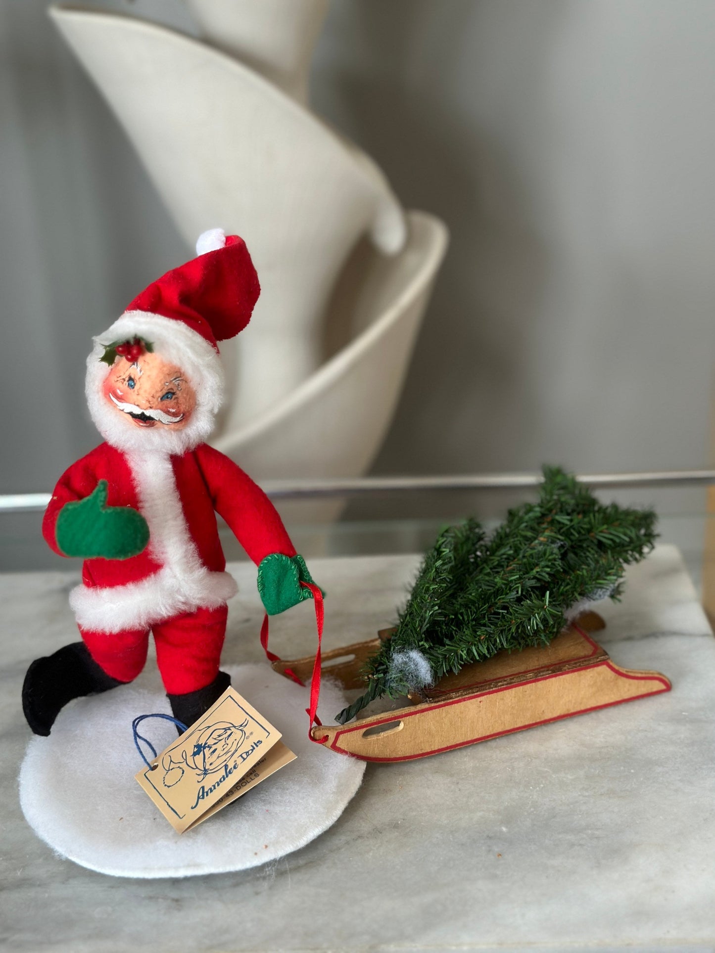 1994 Annalee Santa pulling sleigh with tree