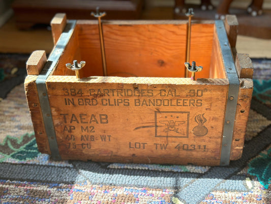 US Army Cal .30 Ball AN-M2 Wood Flaming Bomb Ammo Crate, Militaria, Industrial Decor