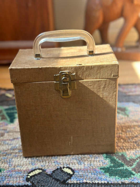 Vintage 45 RPM Record Collection: Red Platter Pak Case with 55 Vinyls