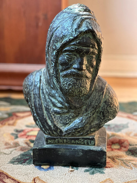 1960s Vintage Michelangelo Sculpture Self Portrait Bust by Austin Productions Art