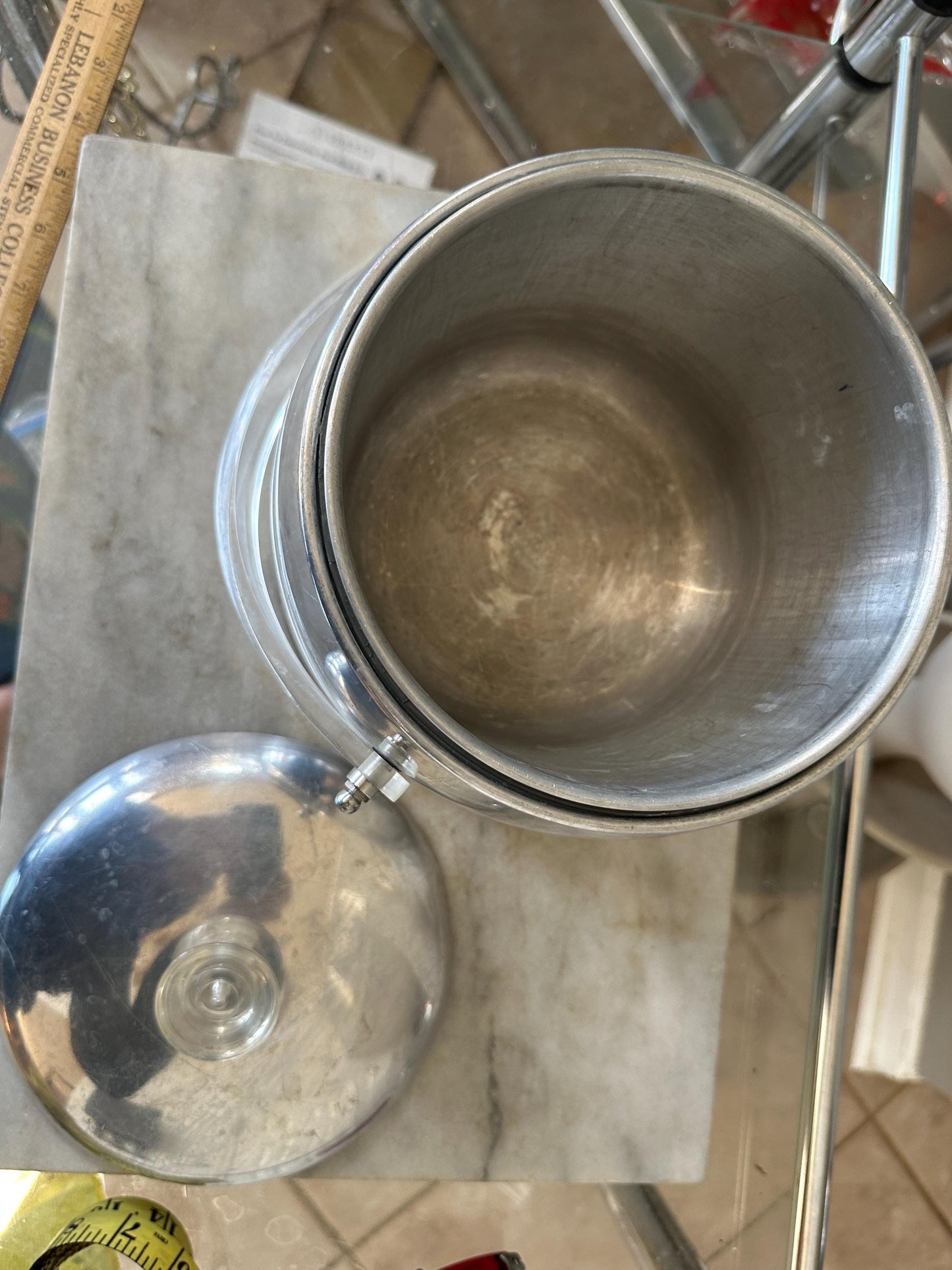 1950's Kromex Chrome Ice Bucket-MCM-Barware-Aluminum-Mid Century-Bar-Cocktails-Drinkware-Atomic-Bar Cart Accessories-Wine Cooler-Chiller