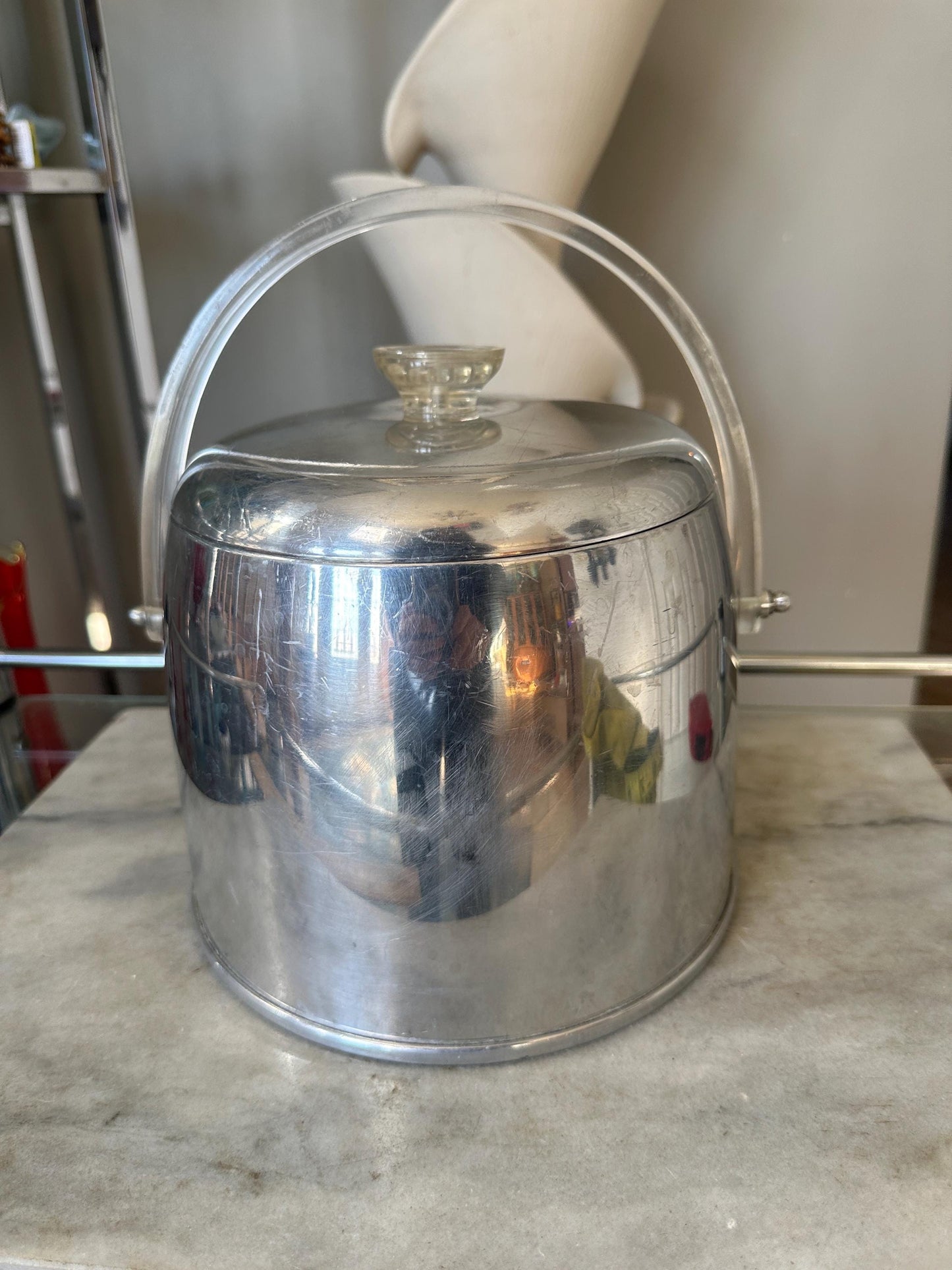 1950's Kromex Chrome Ice Bucket-MCM-Barware-Aluminum-Mid Century-Bar-Cocktails-Drinkware-Atomic-Bar Cart Accessories-Wine Cooler-Chiller