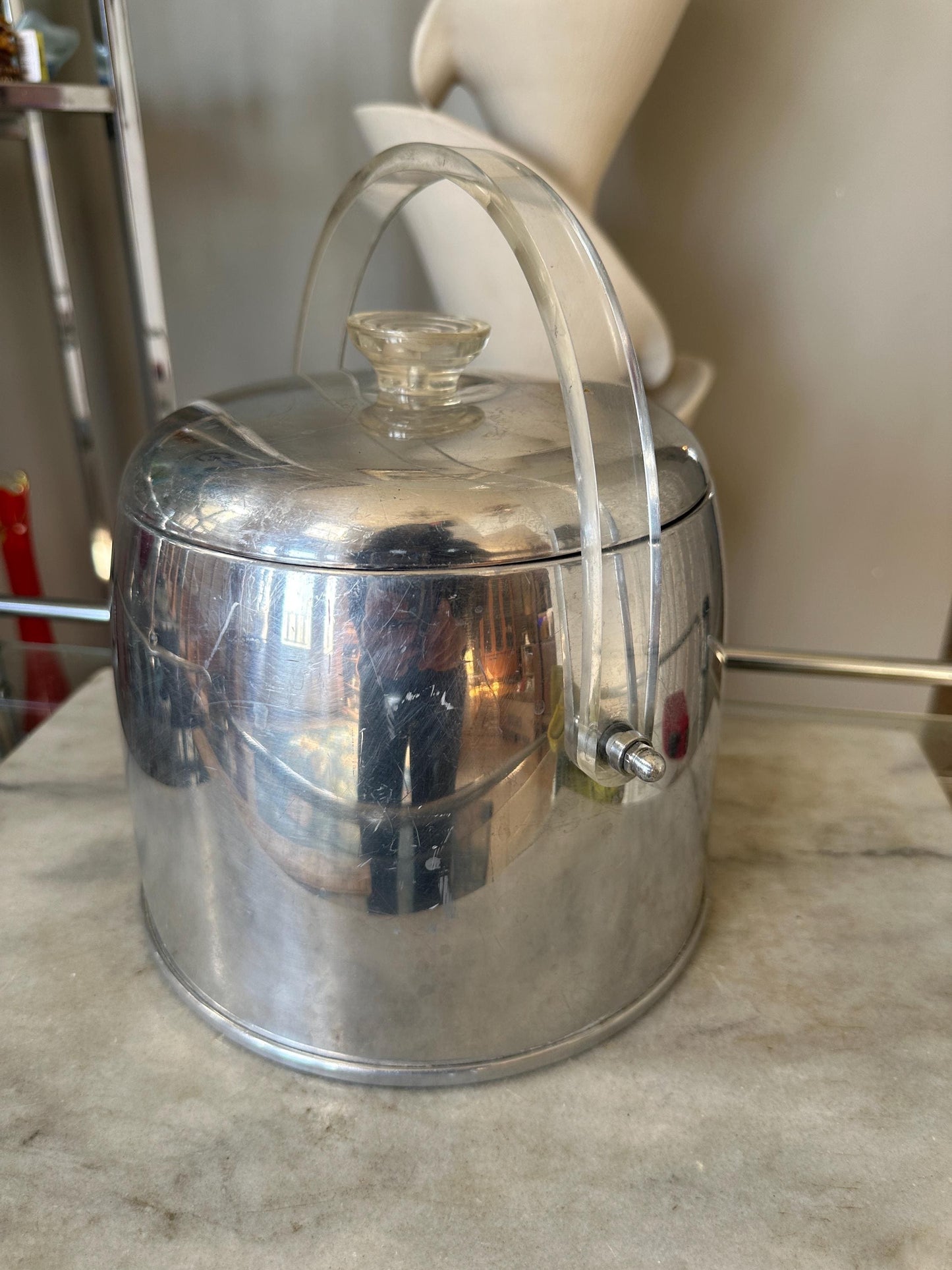 1950's Kromex Chrome Ice Bucket-MCM-Barware-Aluminum-Mid Century-Bar-Cocktails-Drinkware-Atomic-Bar Cart Accessories-Wine Cooler-Chiller