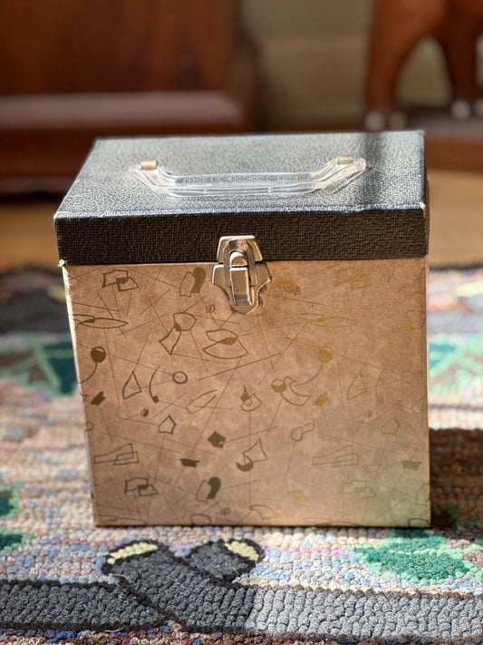 Vintage MCM 45 RPM Record Holder with 50 Vinyl Records