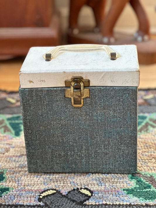Vintage 1960s 45 Record Collection: MCM Case with 50 Vinyl Records