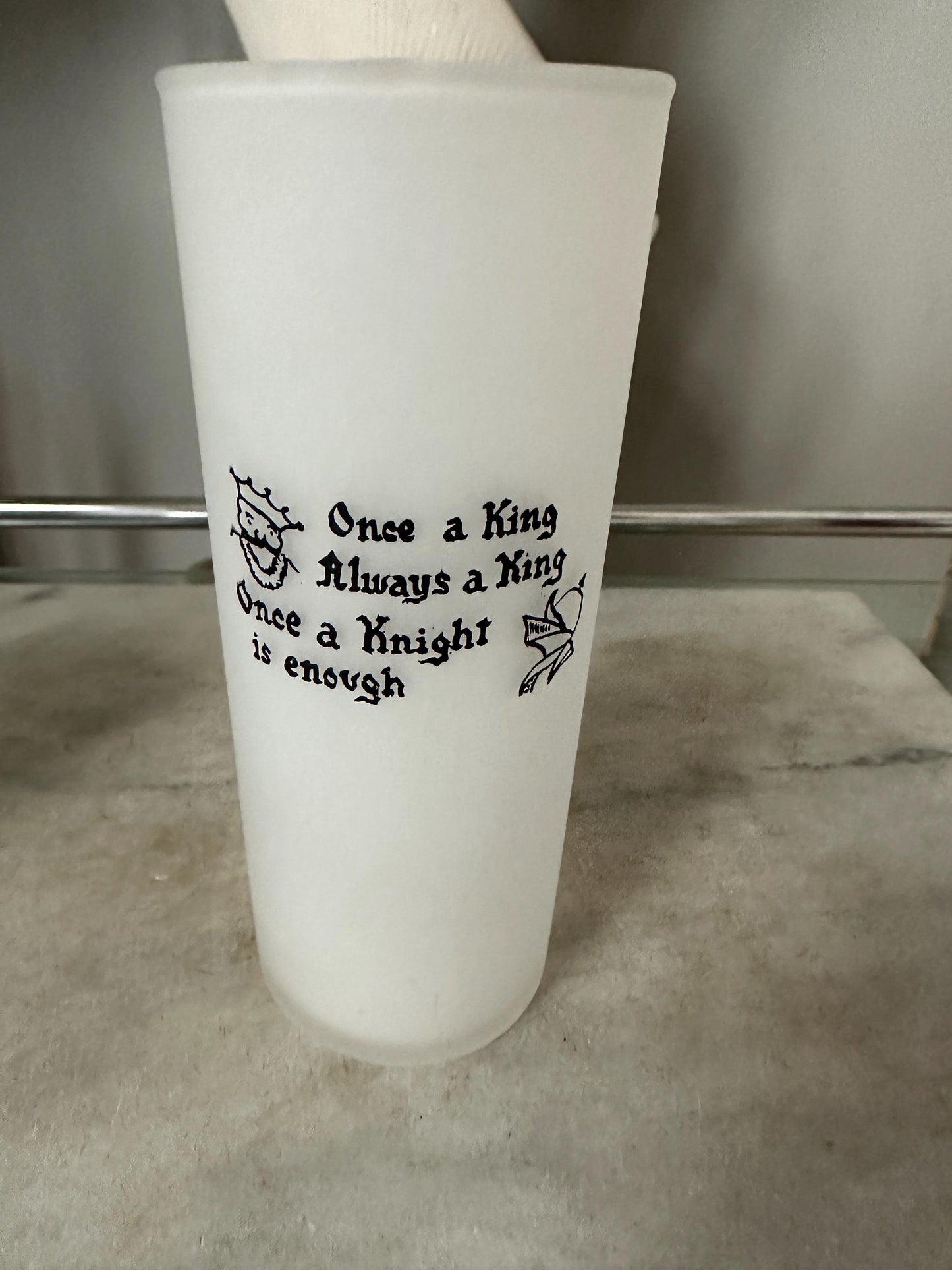 MCM Frosted Tom Collins Glasses: Retro Joke Sayings, Set of 6
