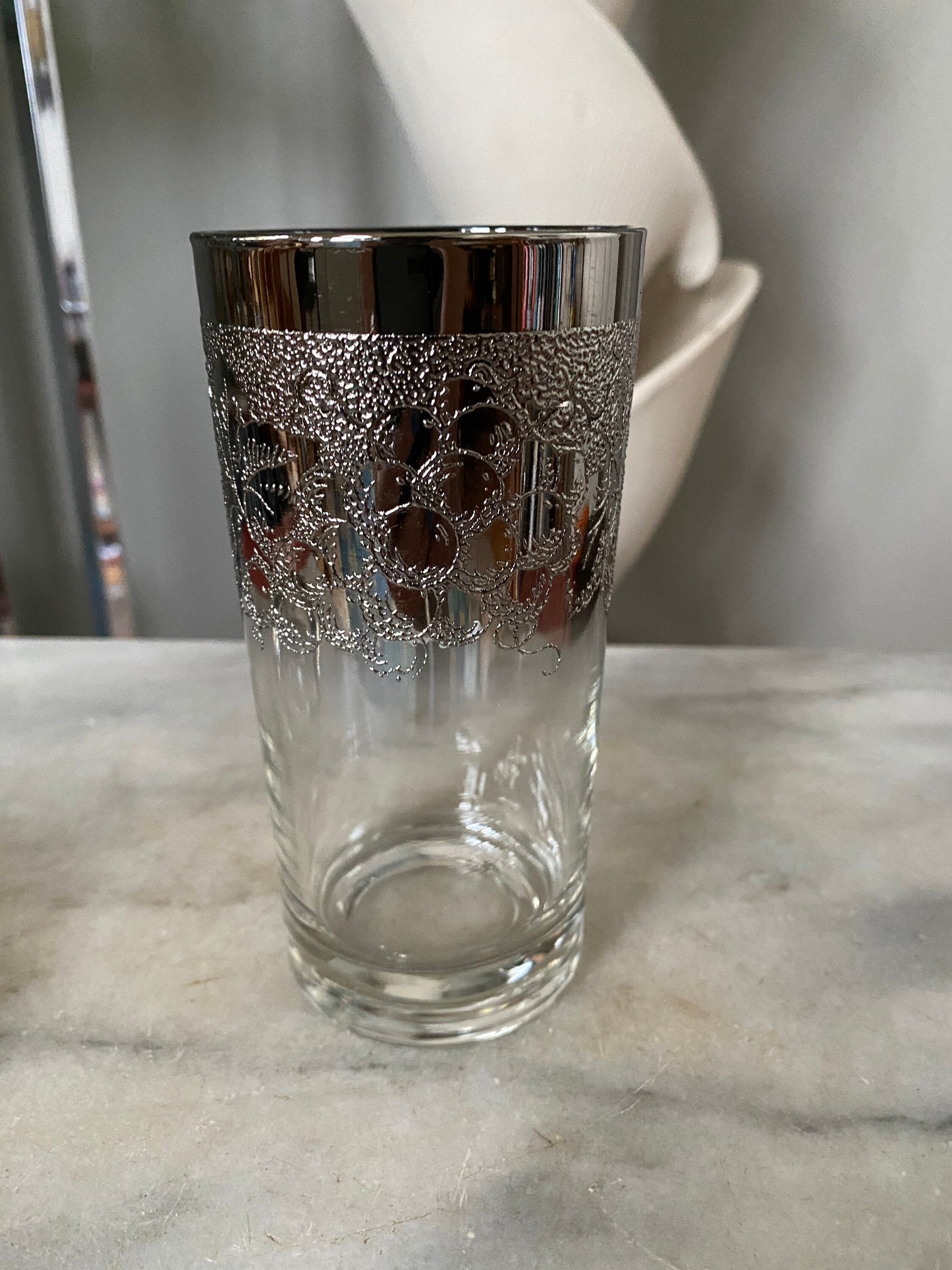 MCM Silver Ombre Highball Glasses with Trojan Coasters & Caddy