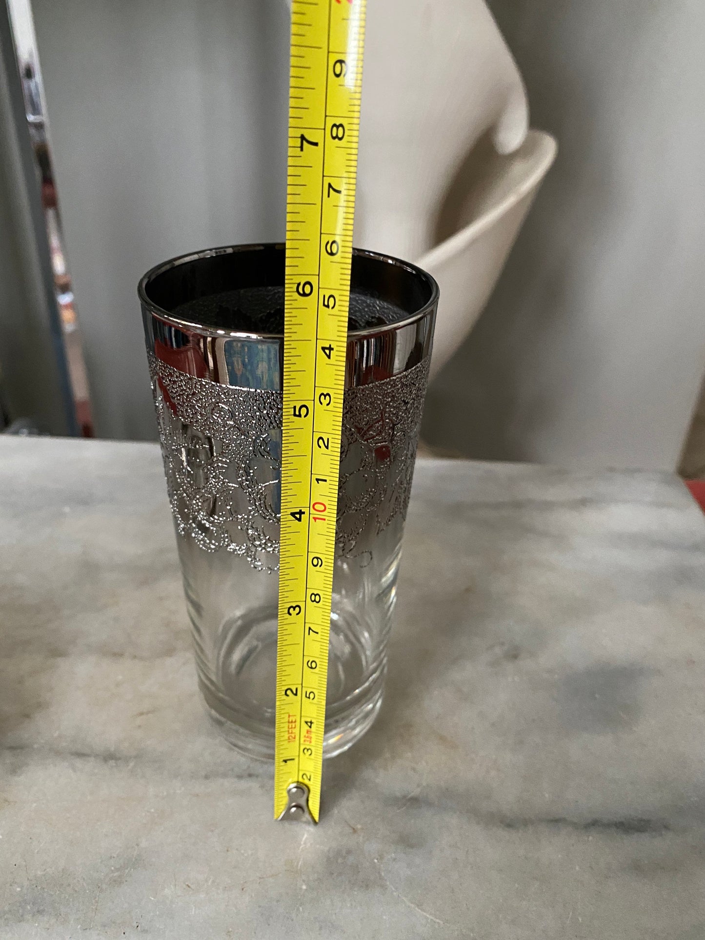 MCM Silver Ombre Highball Glasses with Trojan Coasters & Caddy