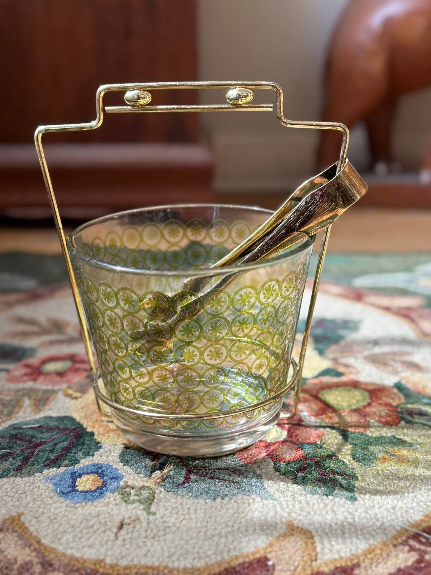 Mid Century Modern Vintage MCM Crystal Classics Snack-Ice Bucket Set by Jeannette Glass Co.