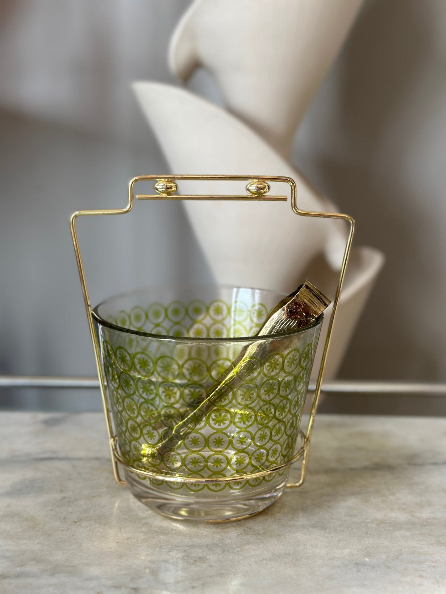 Mid Century Modern Vintage MCM Crystal Classics Snack-Ice Bucket Set by Jeannette Glass Co.