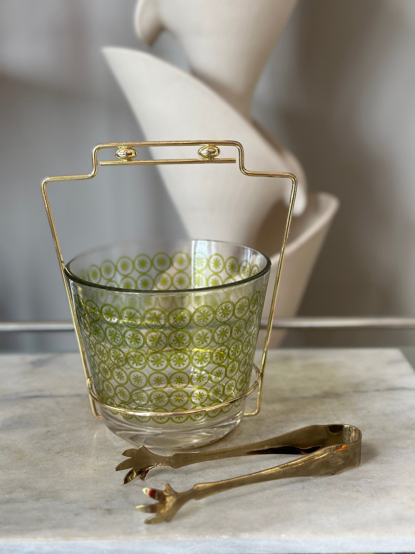 Mid Century Modern Vintage MCM Crystal Classics Snack-Ice Bucket Set by Jeannette Glass Co.