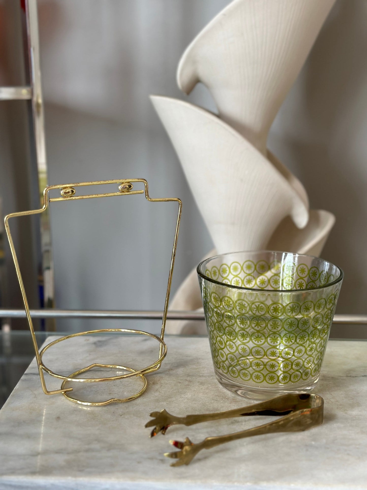 Mid Century Modern Vintage MCM Crystal Classics Snack-Ice Bucket Set by Jeannette Glass Co.