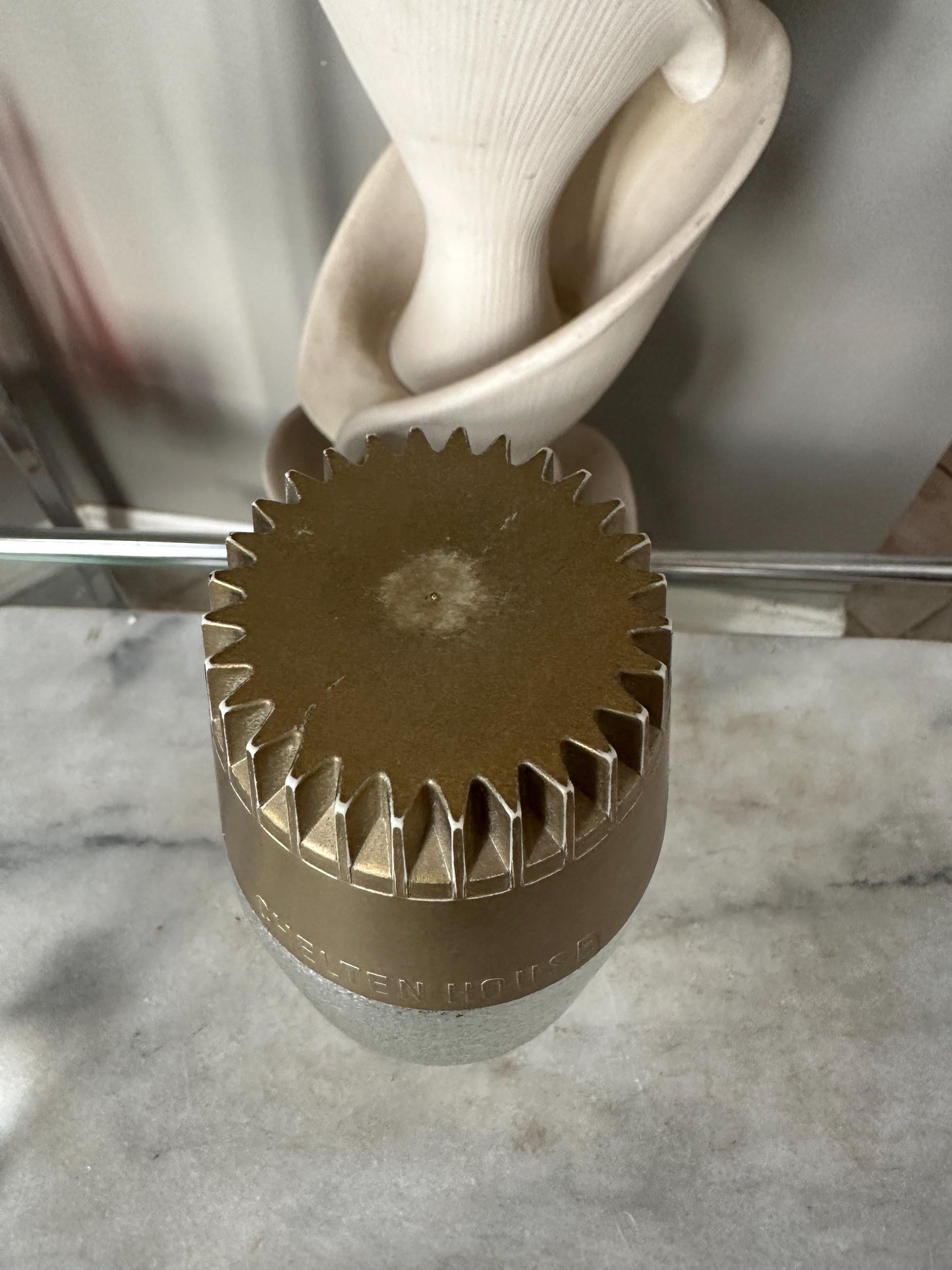 Mid Century Modern Frosted Glass Cocktail Shaker with MCM Shot Glass