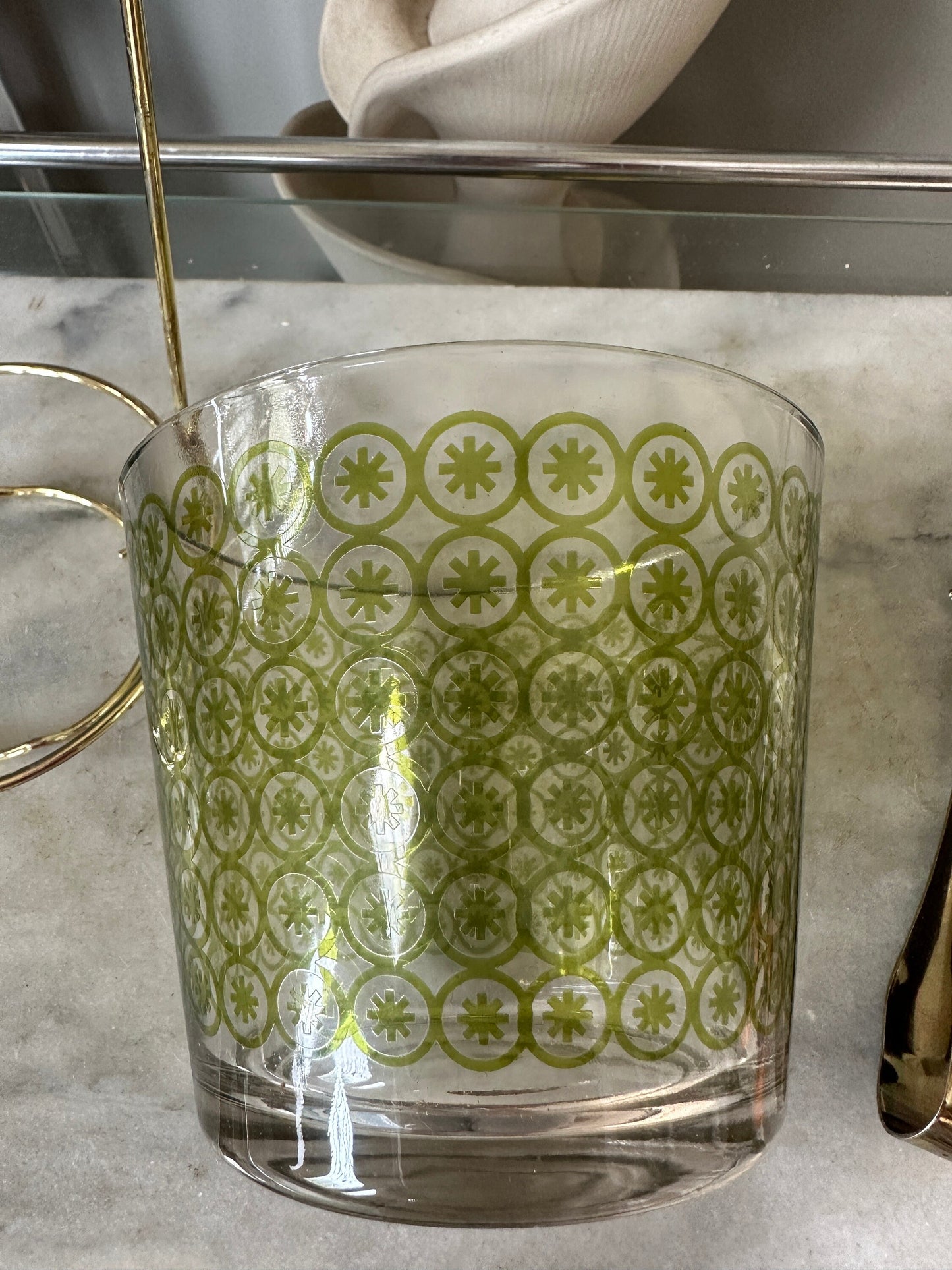 Mid Century Modern Vintage MCM Crystal Classics Snack-Ice Bucket Set by Jeannette Glass Co.