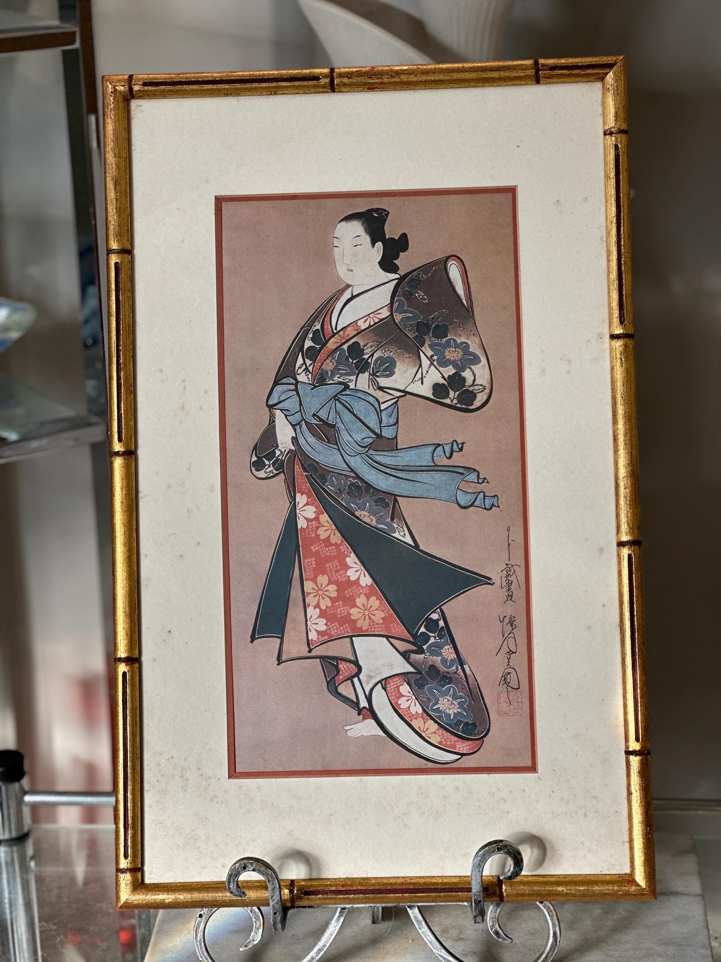 Japanese Geisha Woodblock Print Reproduction - Framed Ukiyo-e Art