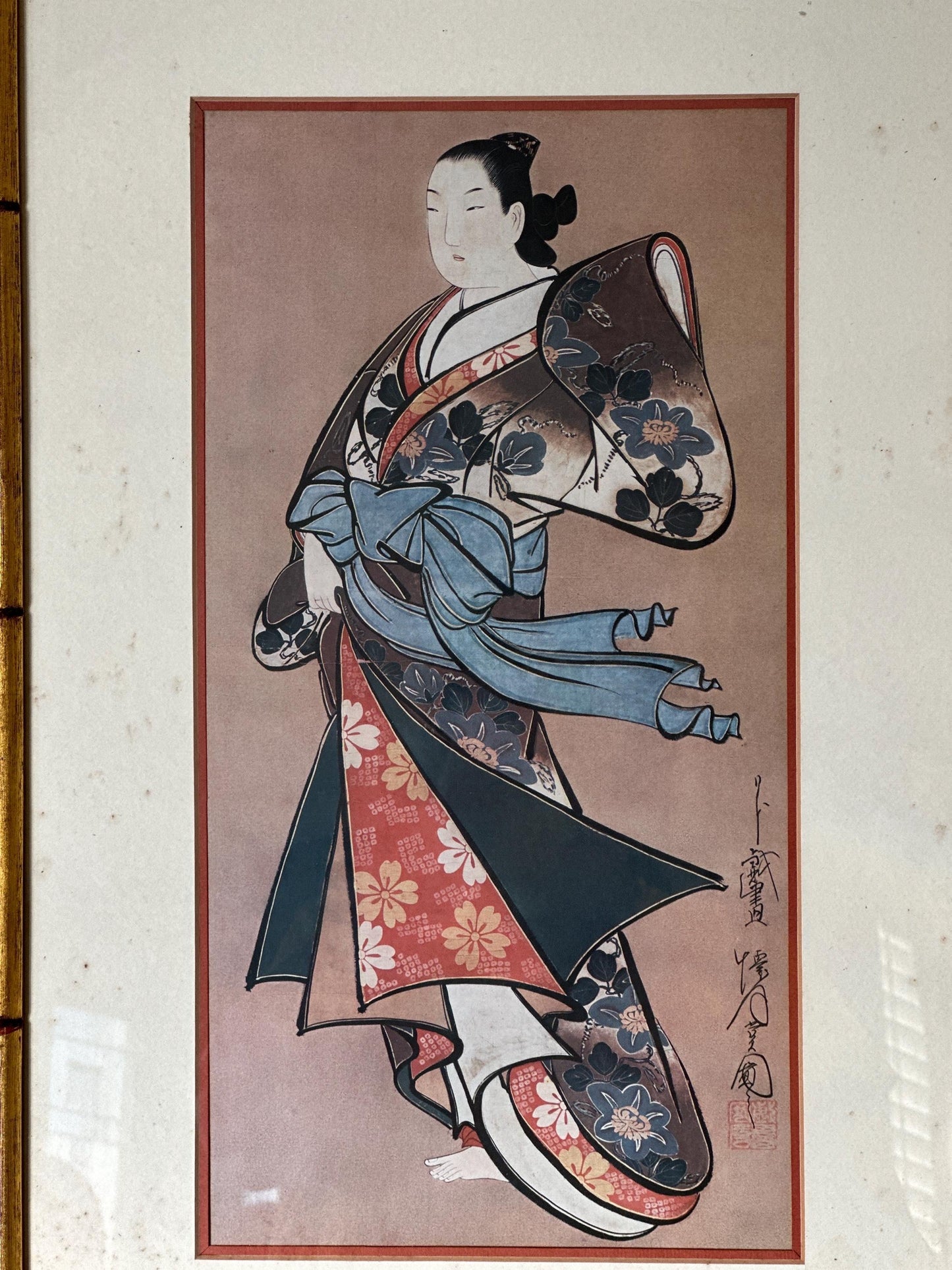 Japanese Geisha Woodblock Print Reproduction - Framed Ukiyo-e Art