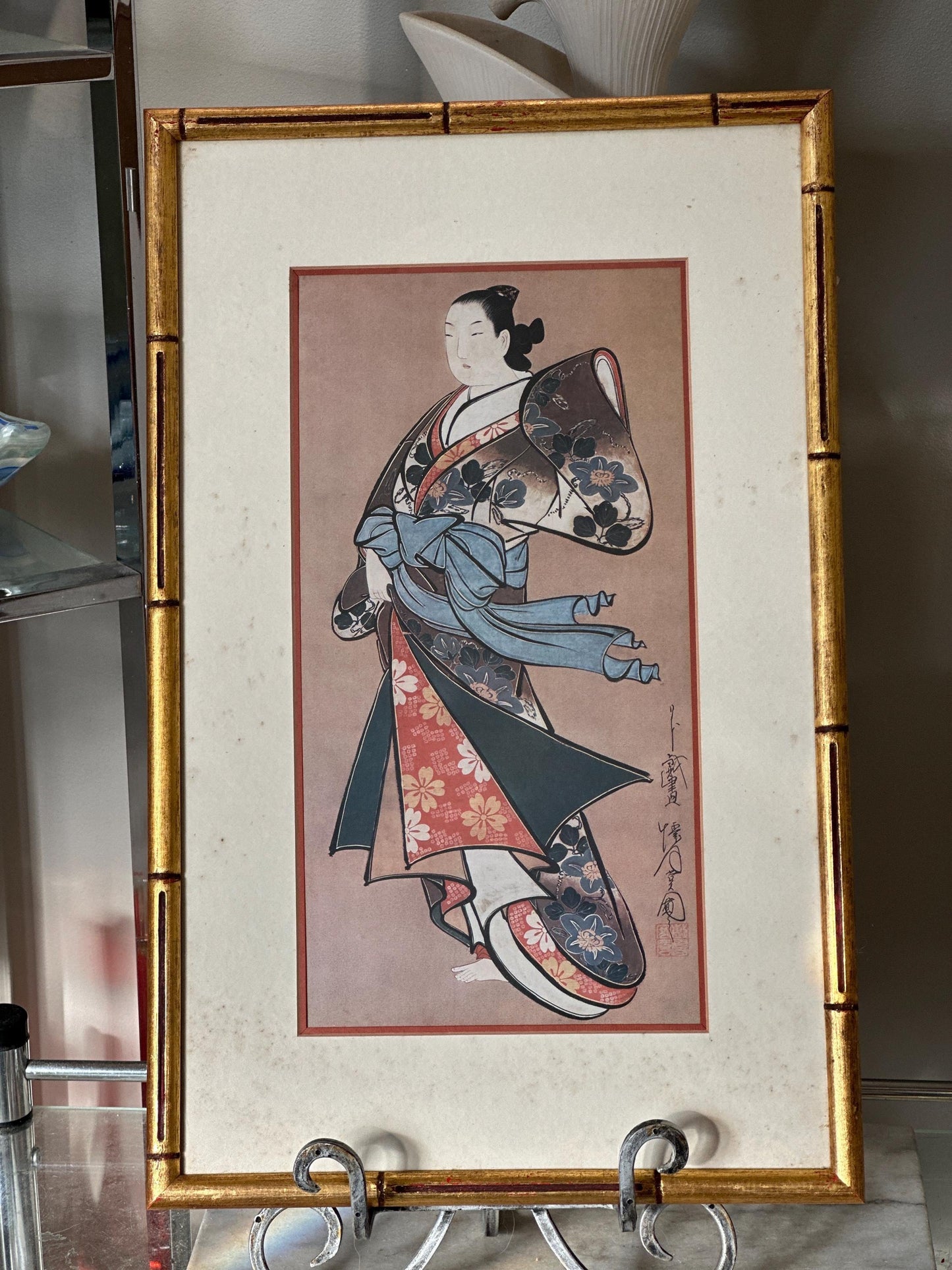 Japanese Geisha Woodblock Print Reproduction - Framed Ukiyo-e Art