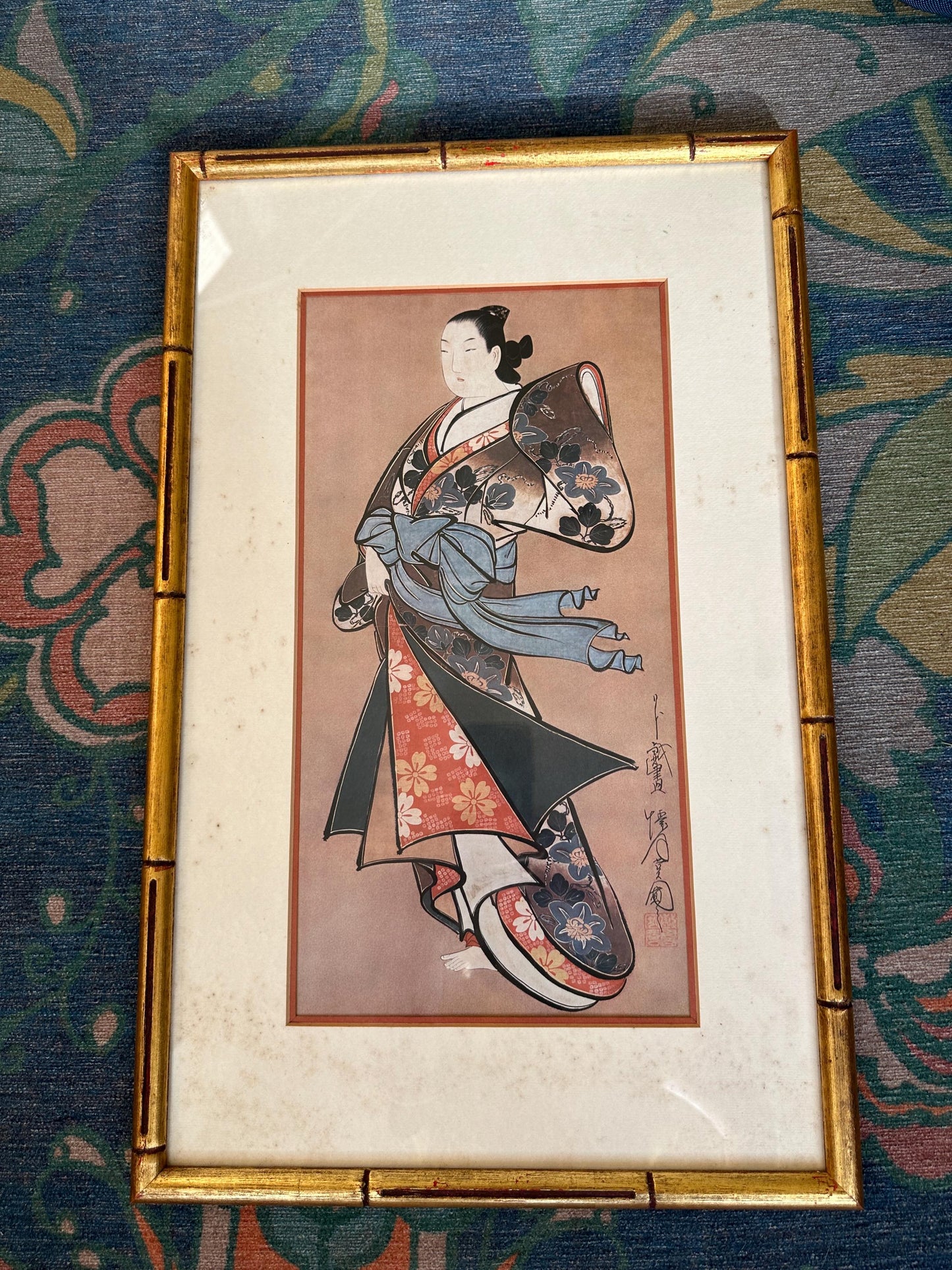 Japanese Geisha Woodblock Print Reproduction - Framed Ukiyo-e Art