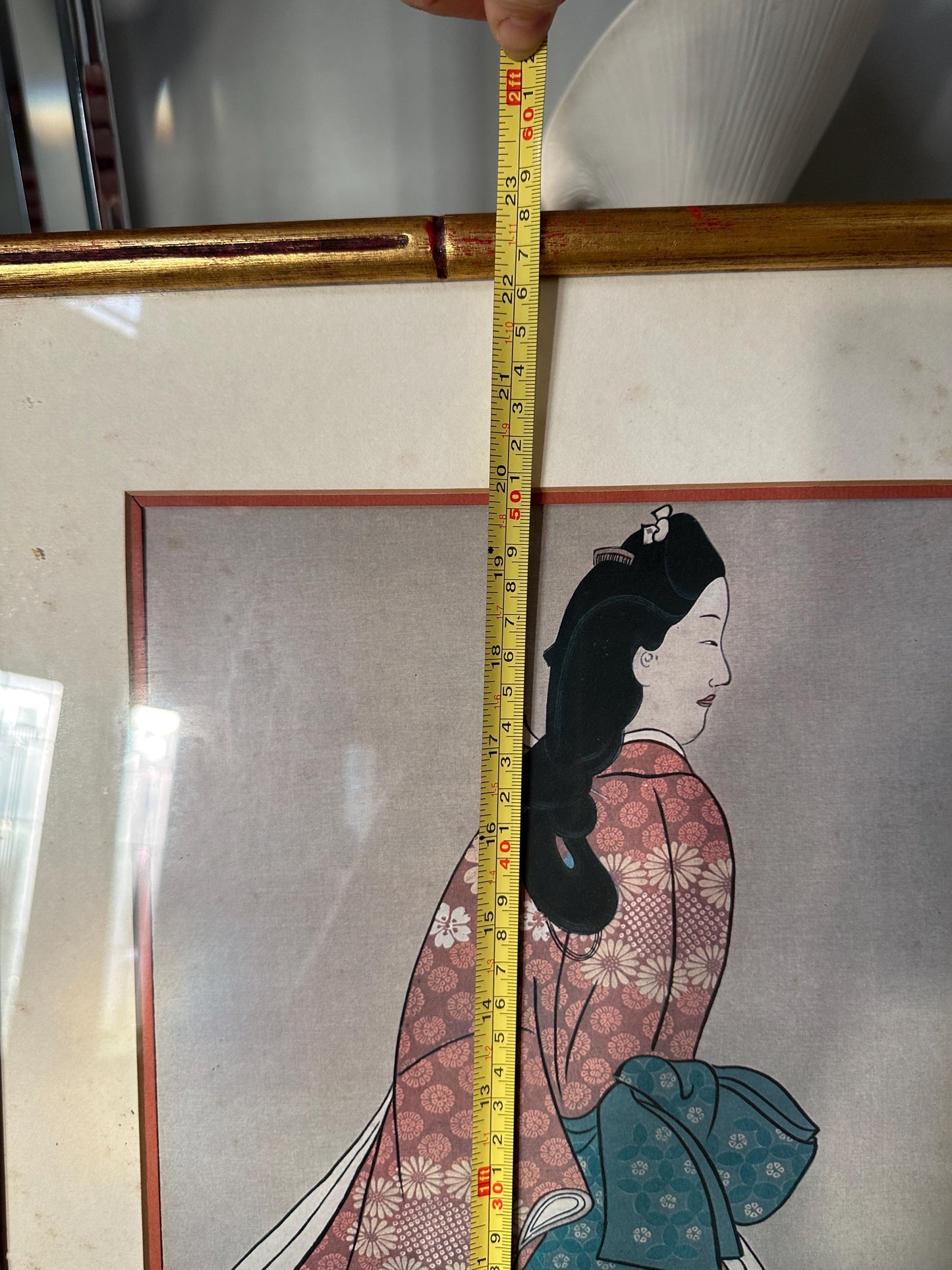 Hishikawa Moronobu Geisha Print: Japanese Woodblock Art, Framed