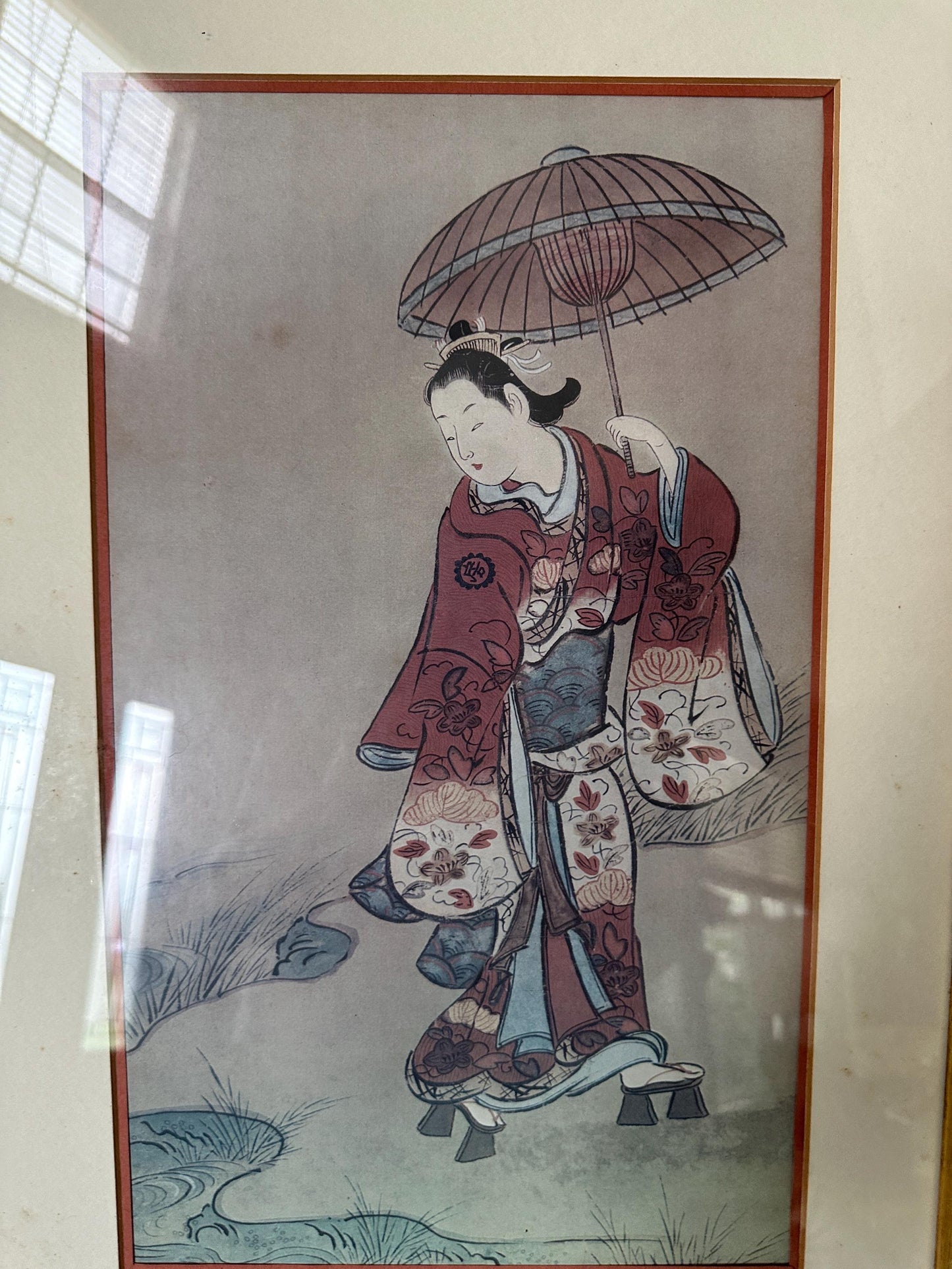 Ukiyo-e Woodblock Print: Woman with Umbrella - Torii Kiyonobu Reproduction