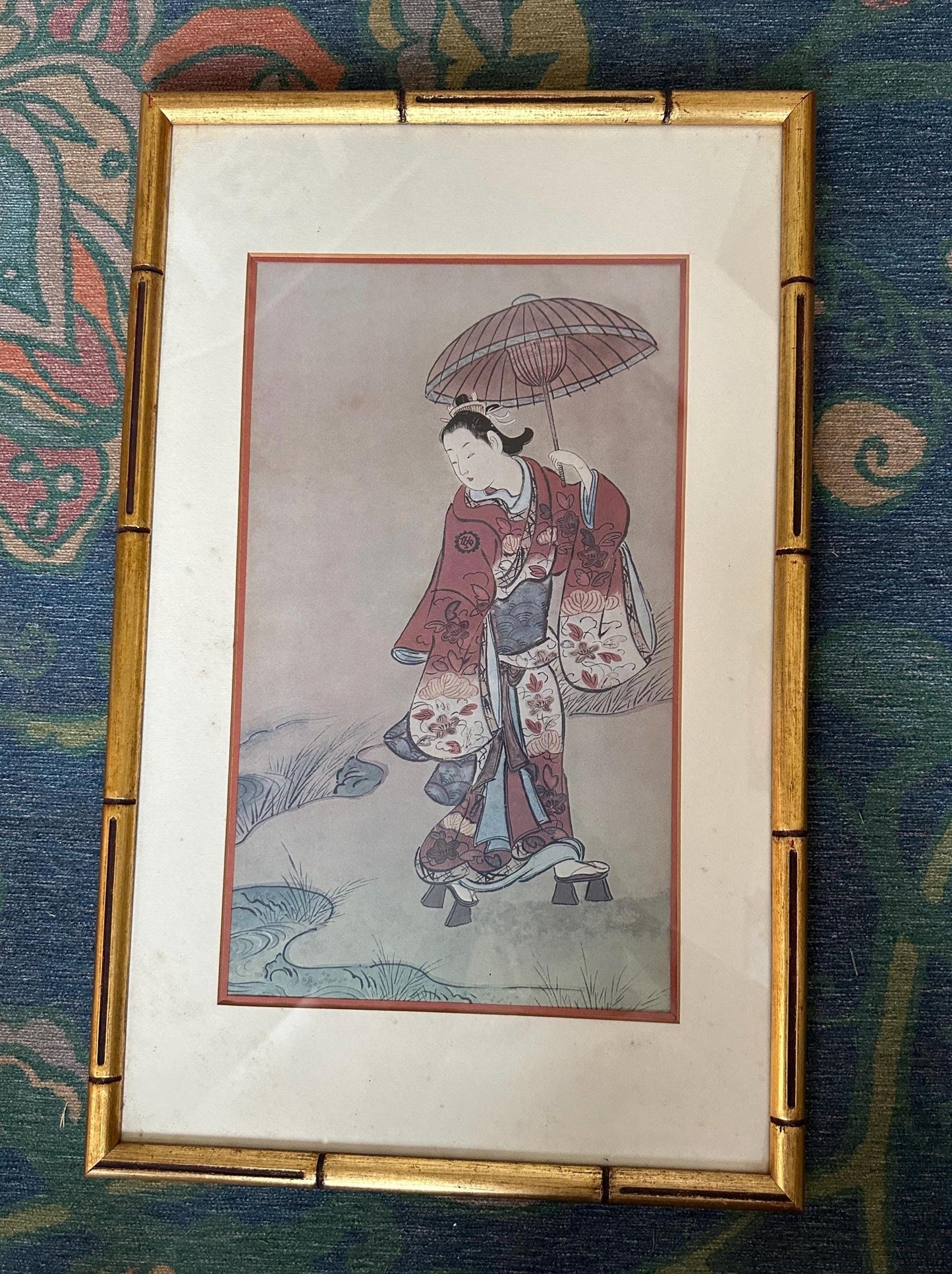Ukiyo-e Woodblock Print: Woman with Umbrella - Torii Kiyonobu Reproduction
