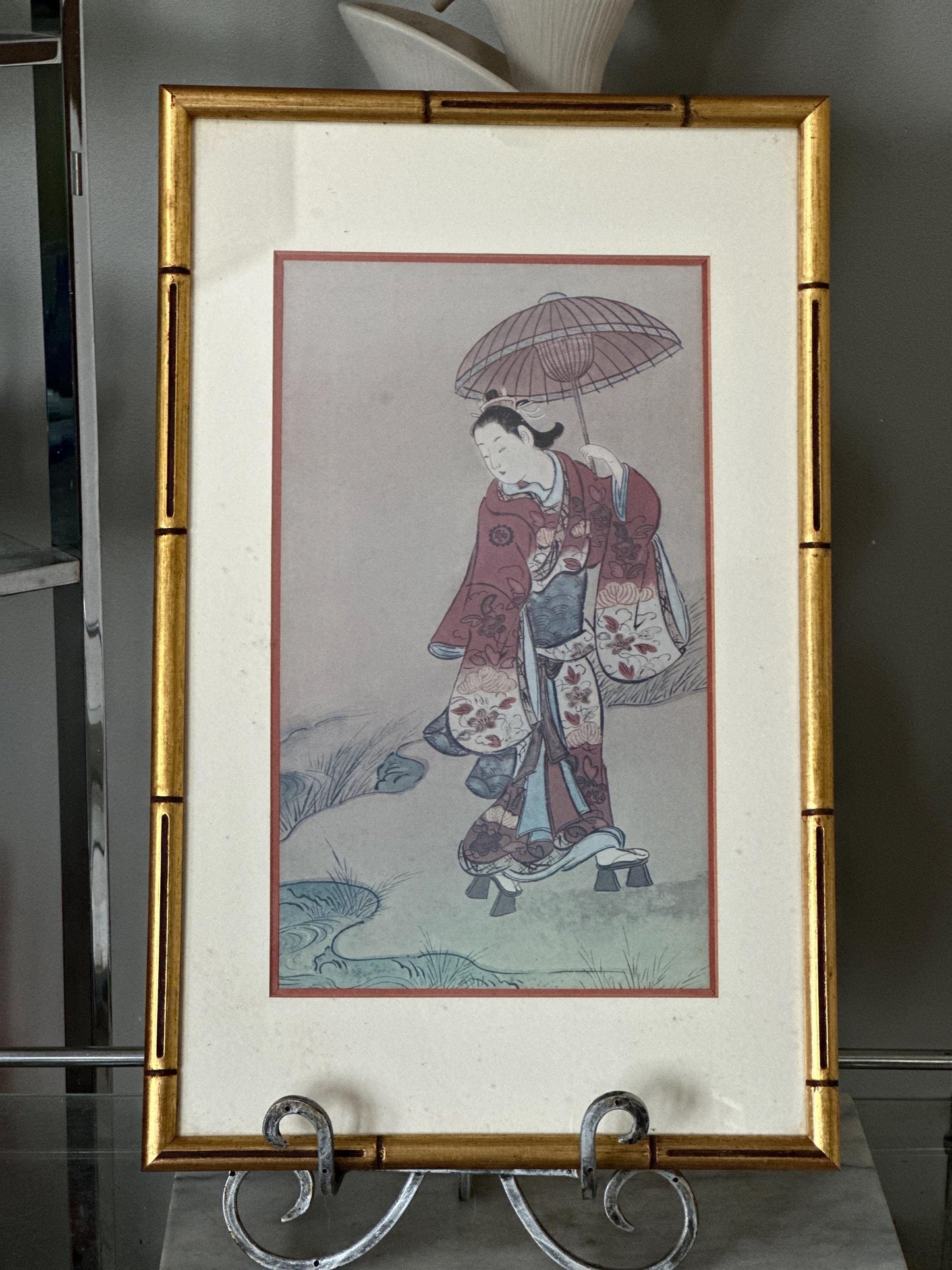 Ukiyo-e Woodblock Print: Woman with Umbrella - Torii Kiyonobu Reproduction