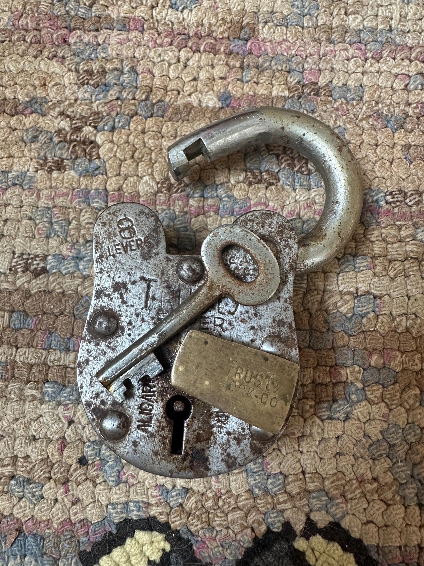Vintage Trusty 8 Lever Padlock with Key - 1950s Collectible