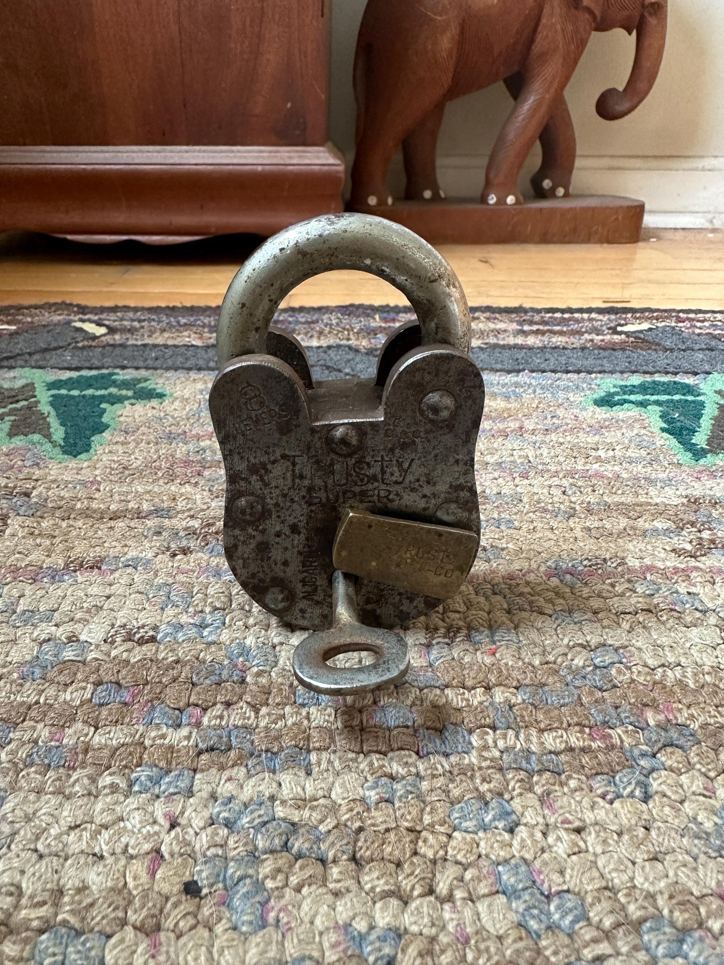 Vintage Trusty 8 Lever Padlock with Key - 1950s Collectible